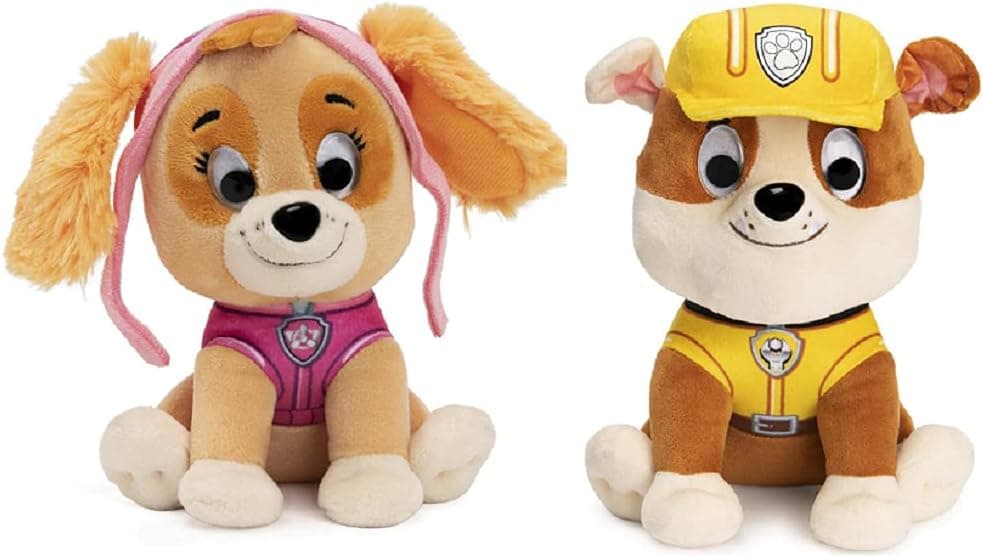 DHE Gund Paw Patrol 6inch Plush Stuffed Animal Bundle of 2 Characters, Skye & Rubble, Multicolor