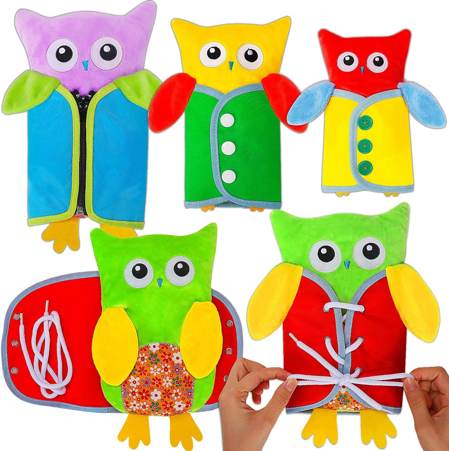 Busy Board Learning Toys for Toddlers Age 1-3 2-4 Owl Plush Learn to Dress Develop Learning Activities Montessori Preschool Educational Toys for Boy Girls 2 3 4 Year Old Travel Toys