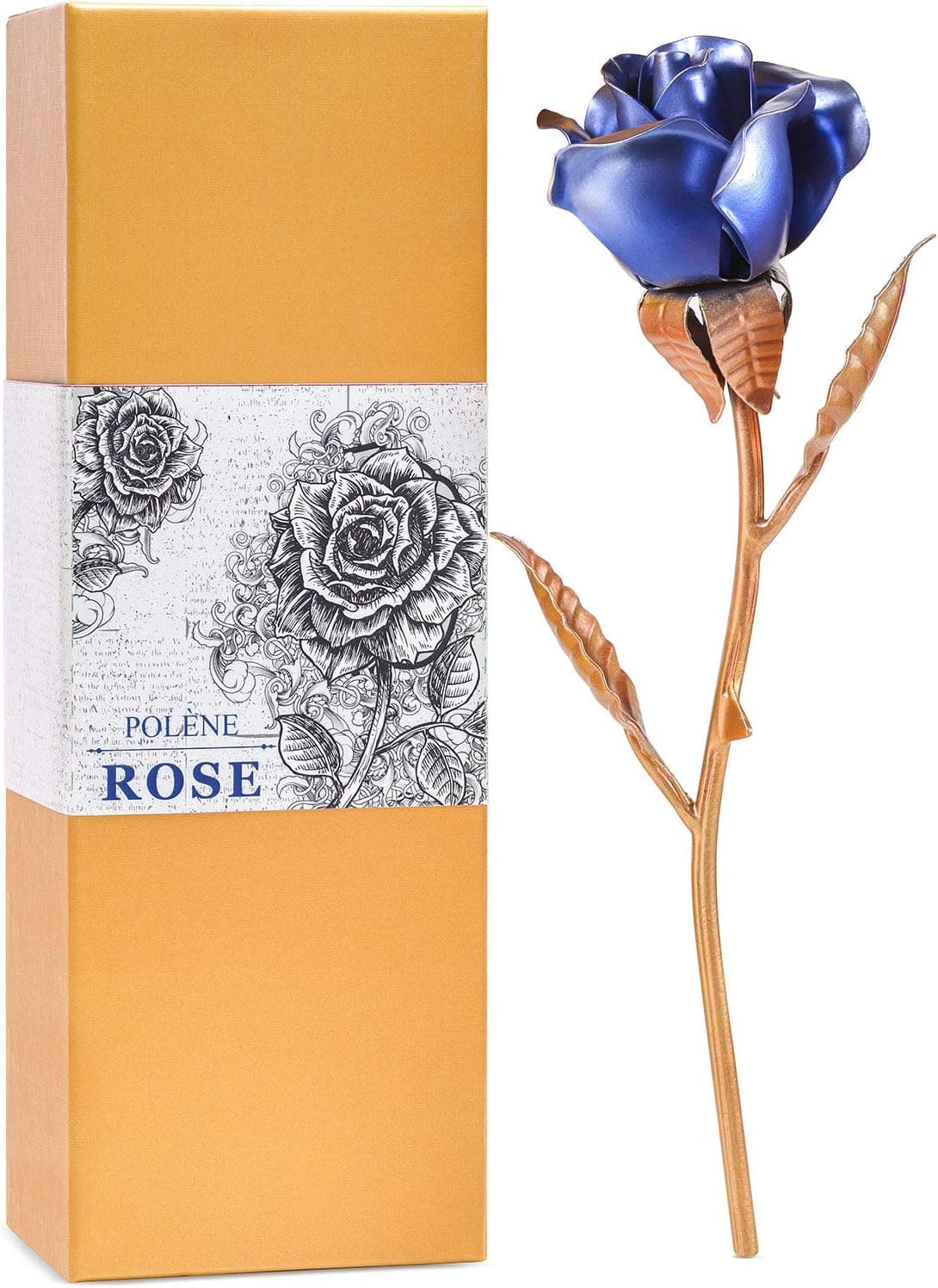 POLÈNE Roses Artificial Flowers Gifts for Her, Immortal Blue Iron Roses for Birthday Anniversary Wedding Gifts, Unique Gifts for Women Mom Wife Girlfriend Her and Who has Everything