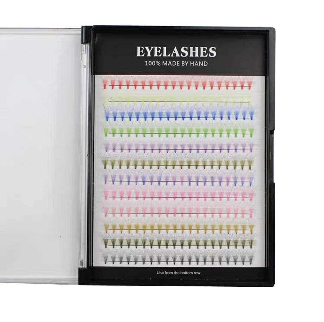 Hannahool 12Rows 240Pcs 10D Colorful Individual Premade Fans False Mixed 12 Colors Volume Eye Lashes Extensions Makeup Cluster 8/10/12/13/14/15/16mm Available (16MM), 3.5274 Ounce