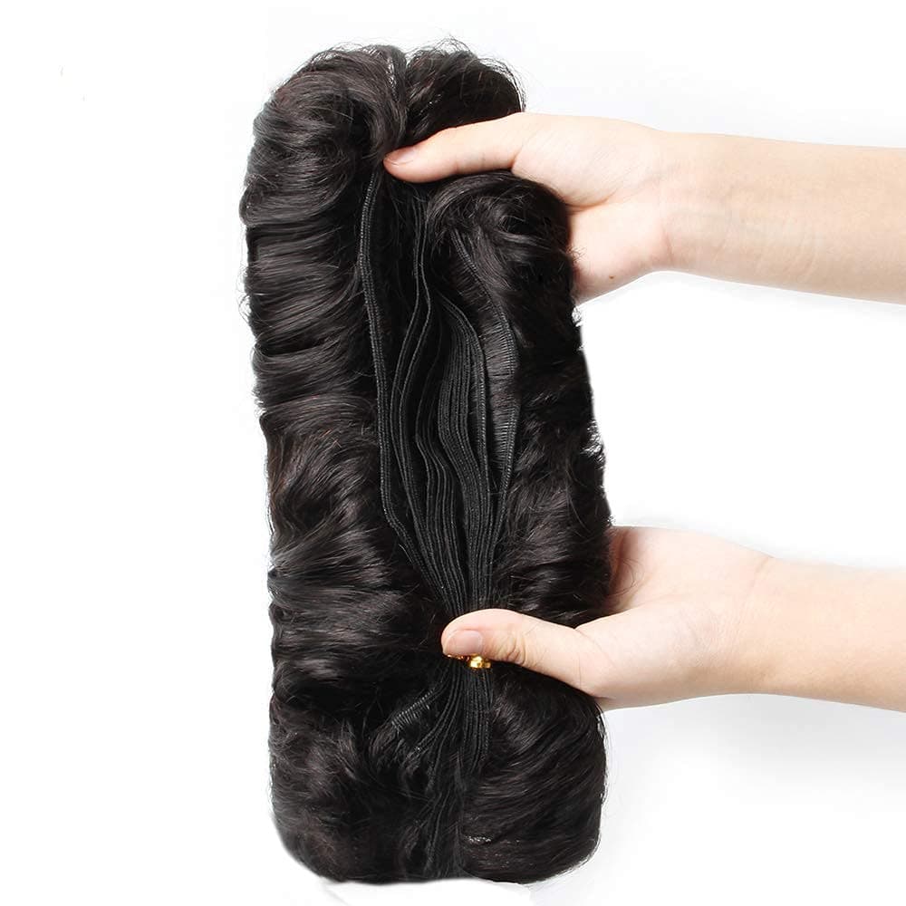 1# Black Color Hair Pieces Single Weft Natural Hair 28 Pieces Weaving Bump Straight Hair Weave DIY Pixie Wig