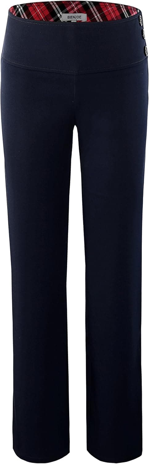 Bienzoe Girl's School Uniforms High Tech Durable Adjust Waist Pants
