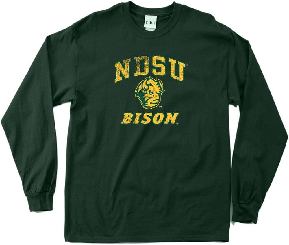 NCAA North Dakota State Bison 100-Percent Pre-Shrunk Vintage Mascot Long Sleeve Tee