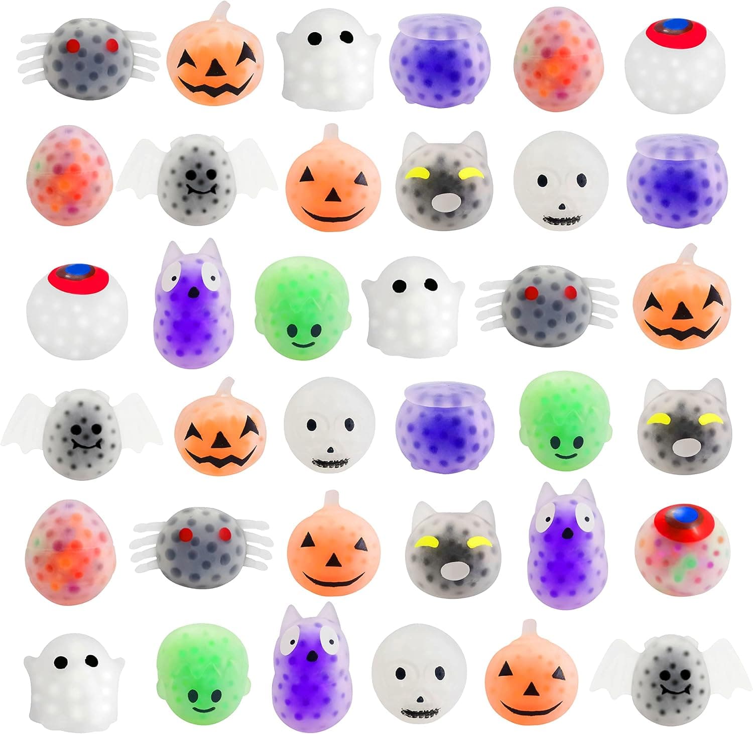 36 Pcs Halloween Mini Sensory Stress Ball Pack for Kids Girls Boys, Squeeze Toy with Water Beads to Stress Reliever,Great for Kid Party Favors,Halloween Miniatures (Halloween)