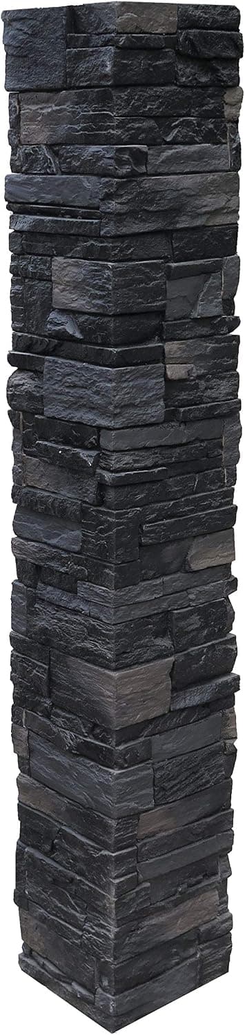 NextStone Country Ledgestone 2pc Split Faux Stone Post Cover - 8" x 8" x 47" - Andean Onyx