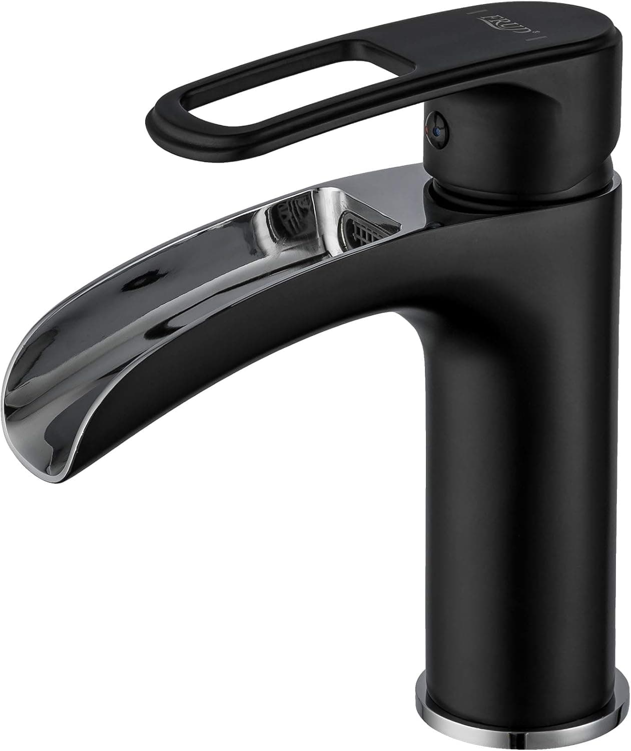 FRUD Black Bathroom Sink Faucet Waterfall Single Handle Single Hole Modern Bathroom Faucet for Commercial Washbasin Vanity Lavatory Farmhouse