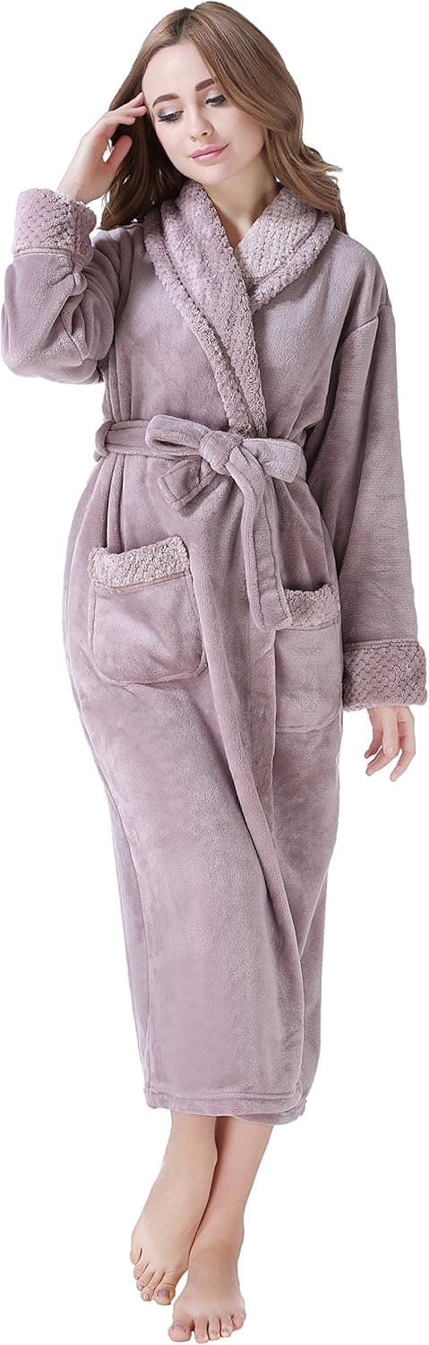 Richie House Women's Plush Soft Warm Fleece Bathrobe Robe RH1591