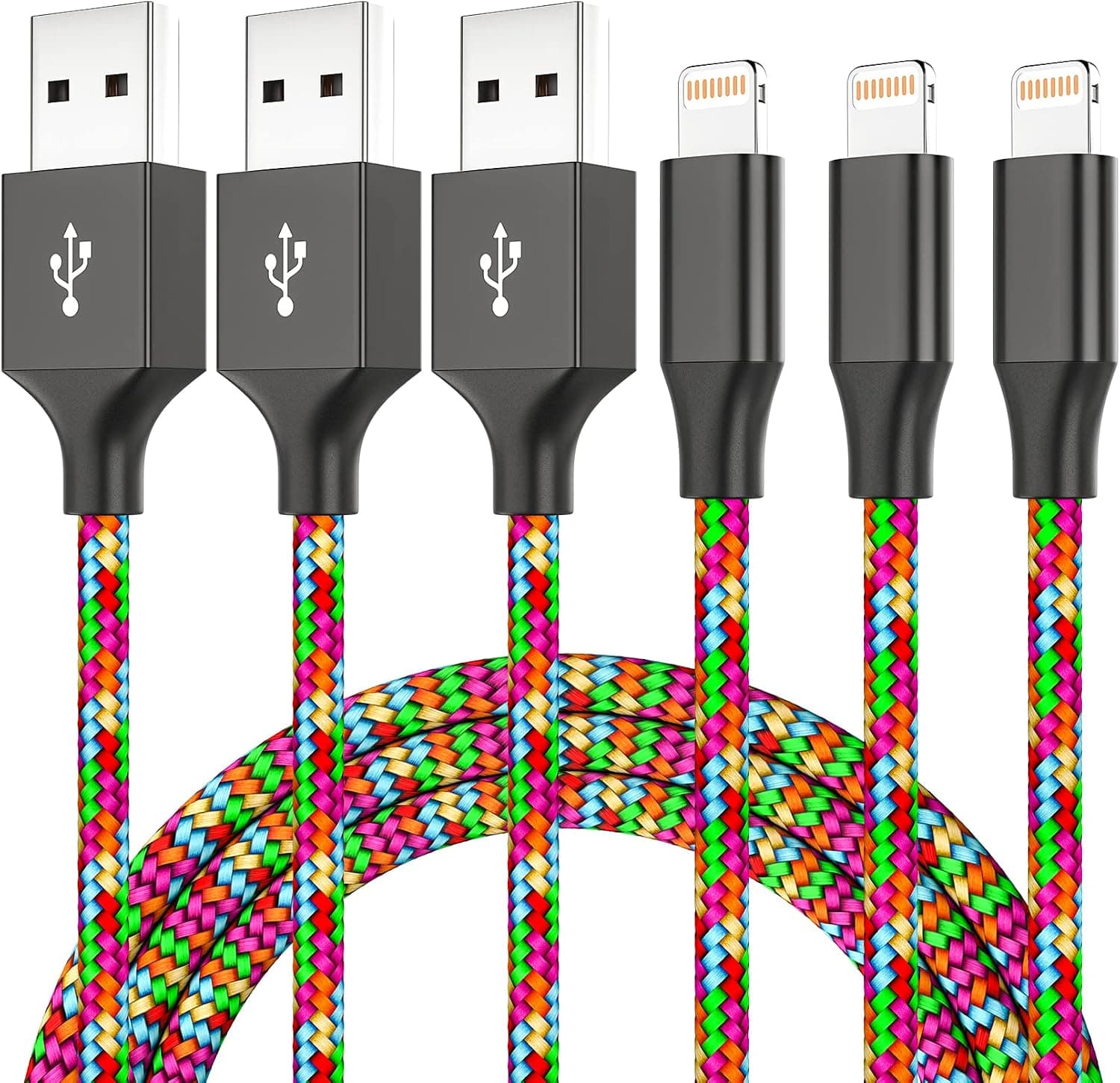 Mfi Certified iPhone Charger Cable 3Pack 10FT Lightning Cable Nylon Braided iPhone Charger Fast Charging Syncing Long Cord Compatible with iPhone 12/11Pro/Max/11/XS/Max/XR/X/8/8P/7 and More (Bronze)