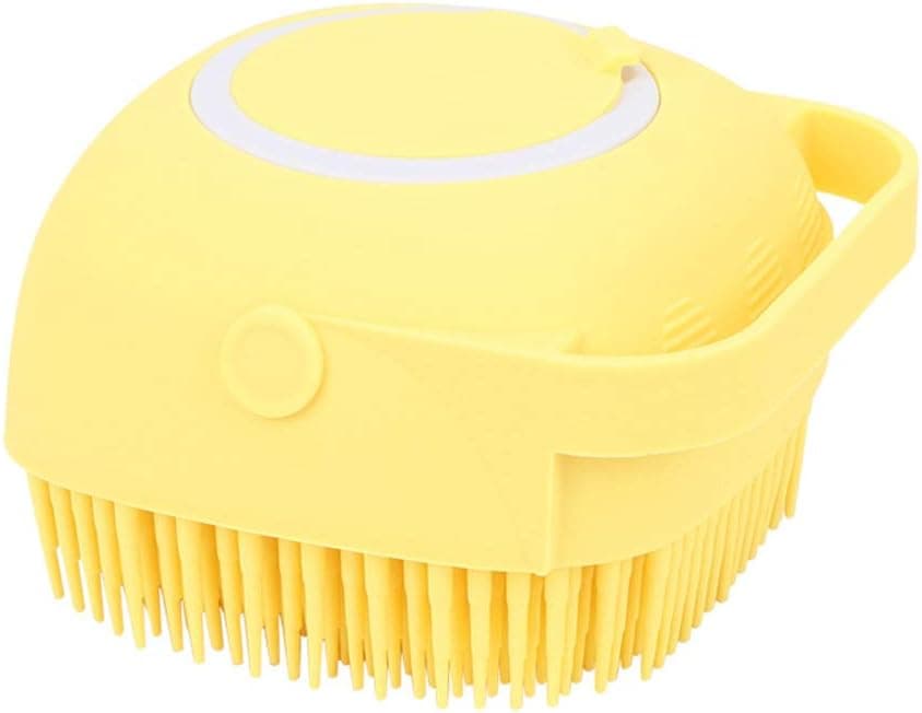 Silicone Body Brush Shower Scrubber with Shower Gel Dispenser Function,Soft Silicone Bath Massage Body Brush,Shower Loofah Brush (Yellow)