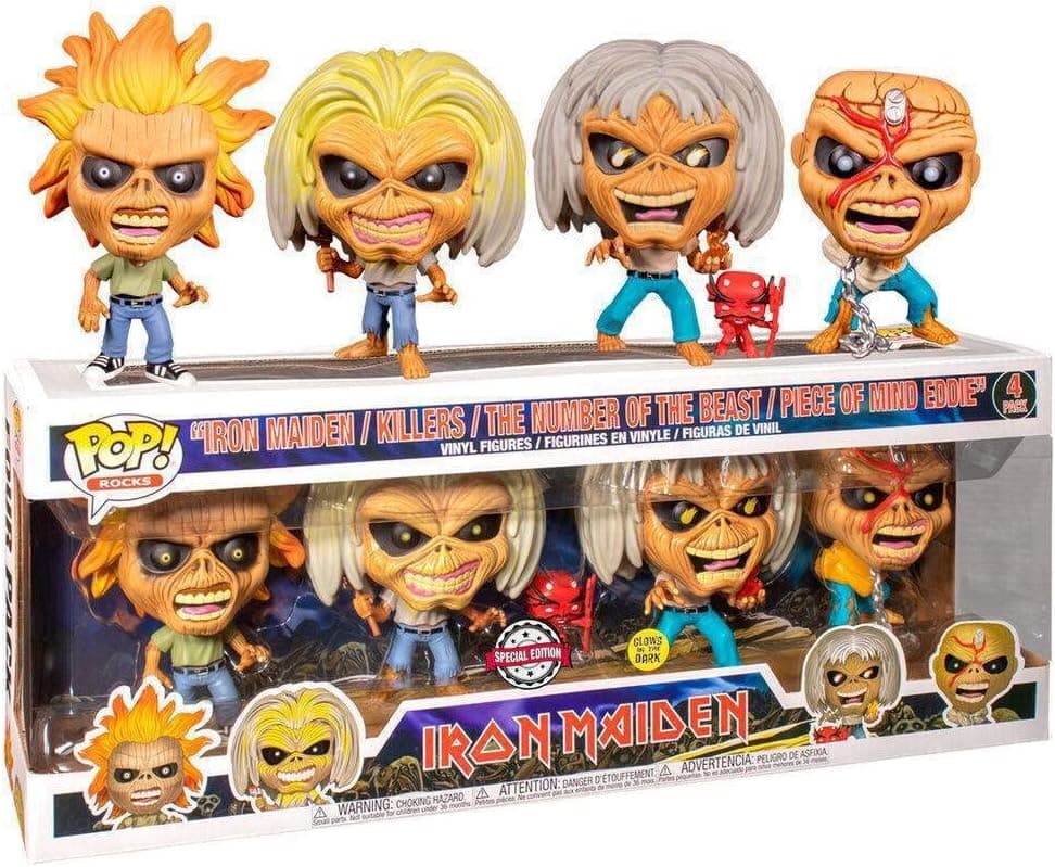 Funko POP! Rocks: Iron Maiden – Eddie 4-Pack Glow in The Dark Box Set (Alliance Entertainment Exclusive)