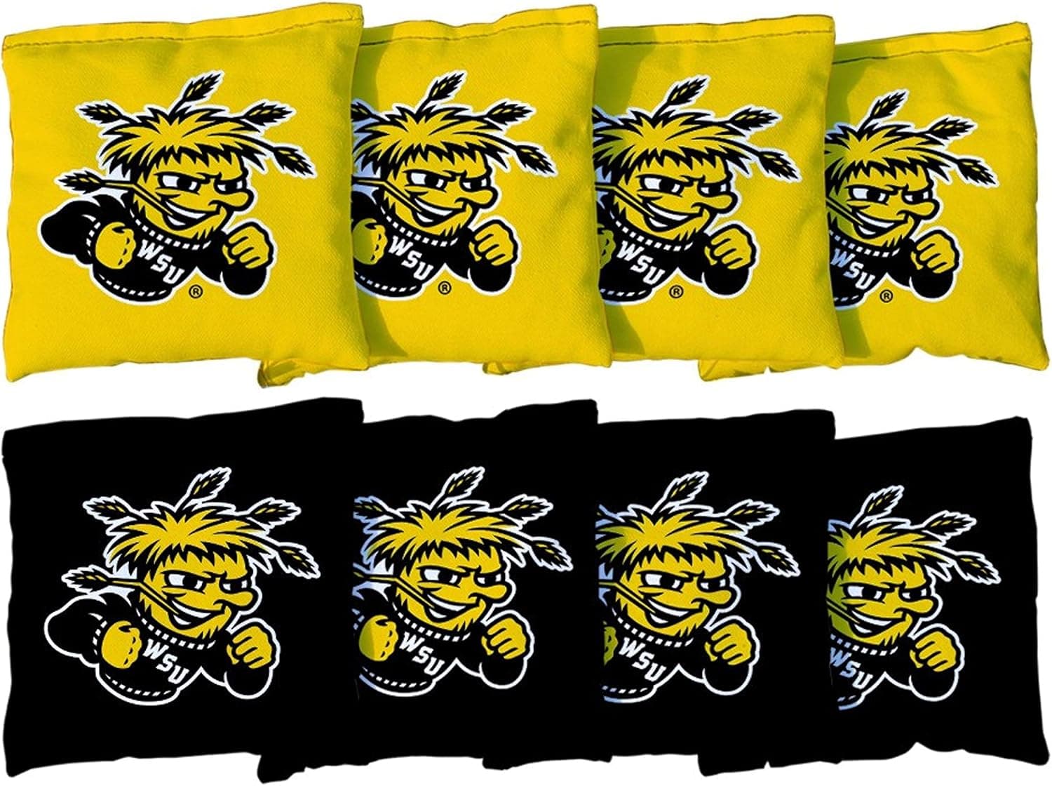 Victory Tailgate NCAA Collegiate Regulation Cornhole Game Bag Set (8 Bags Included, Corn-Filled) - Wichita State University Shockers
