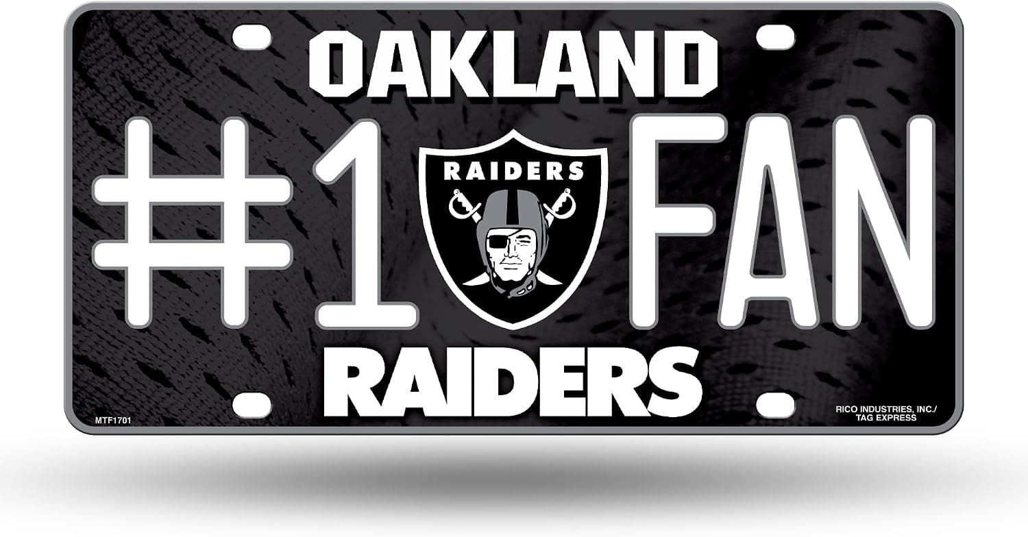 NFL Oakland Raiders #1 Fan Metal License Plate Tag