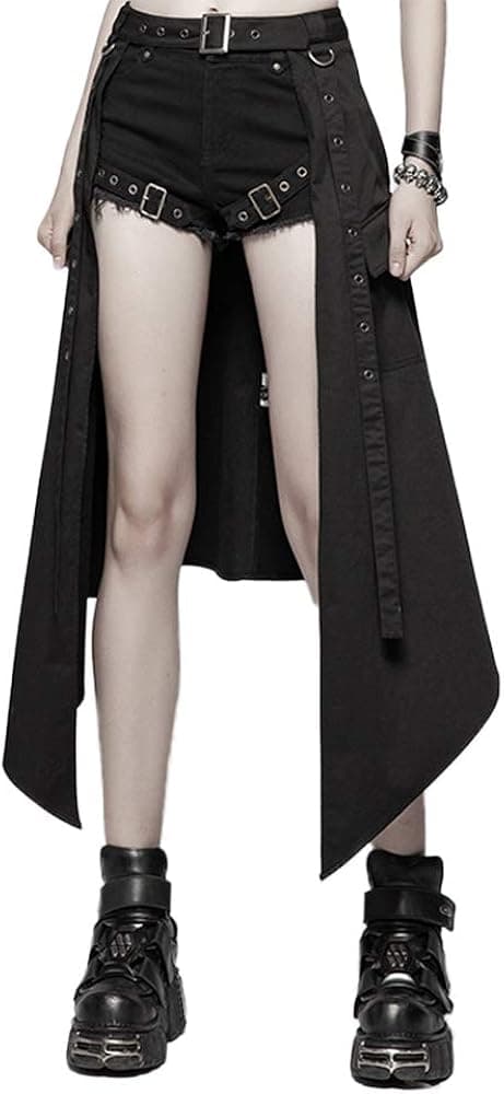 Punk Rave Women's Punk Daily Half Skirt Woven Fabric Adjustable Streetwear Hip Hop Personality Skirt
