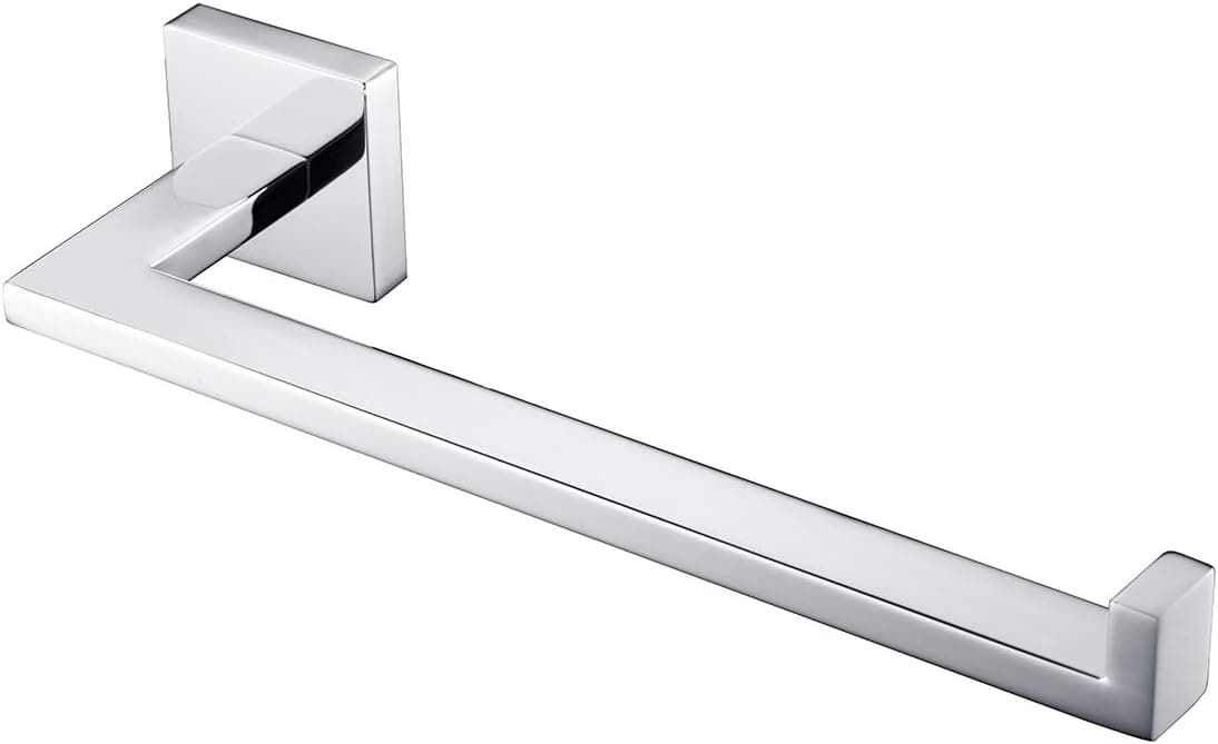 Hoooh Bath Towel Ring Polioshed Stainless Steel Modern Hand Towel Holder for Bathroom Kitchen Wall Mounted, D106-CH