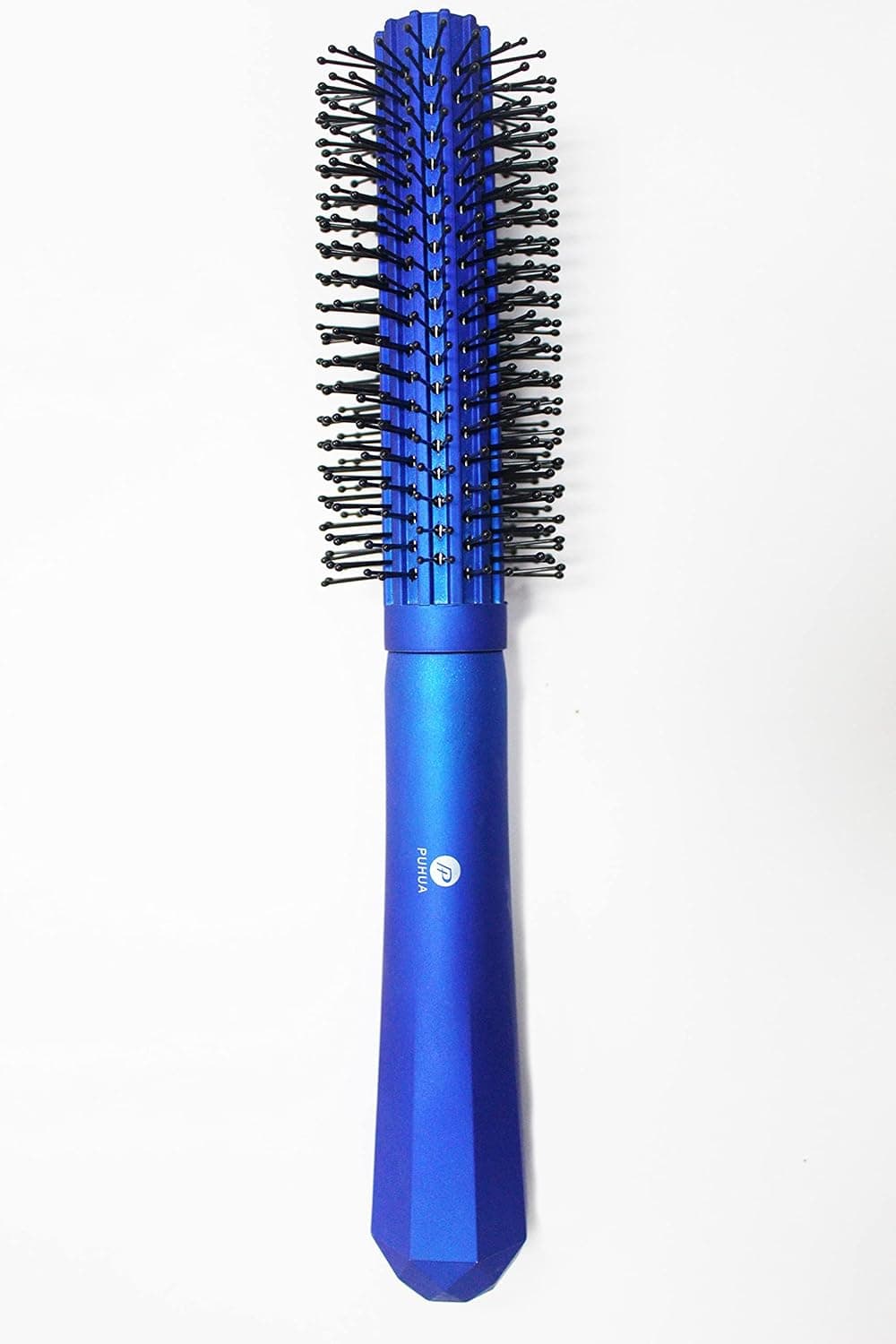 Puhua Barrel Brush | Nylon Bristles with Epoxy Tips | Metallic Blue Dimond Shaped Handle (Blue)