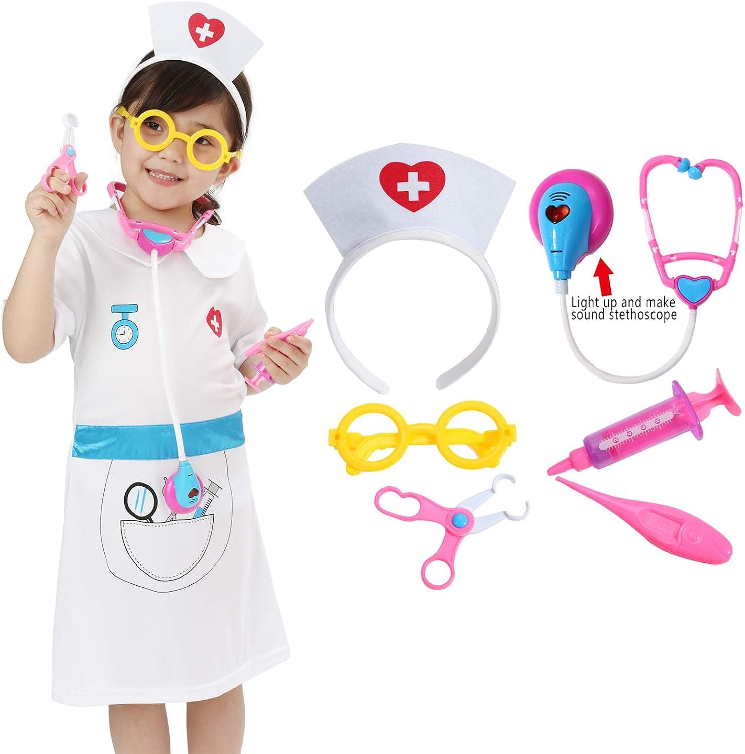 Wizland Child Role Play Costumes,Doctor,Chef Dress Up Playset Kits for Kids 3-5,5-7,7-9