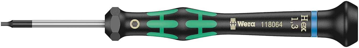 Wera - WER118064 05118064001 Kraftform Micro 2054 Hexagon Electronics Precision Screwdriver, 1.3mm Head, 40mm Blade Length