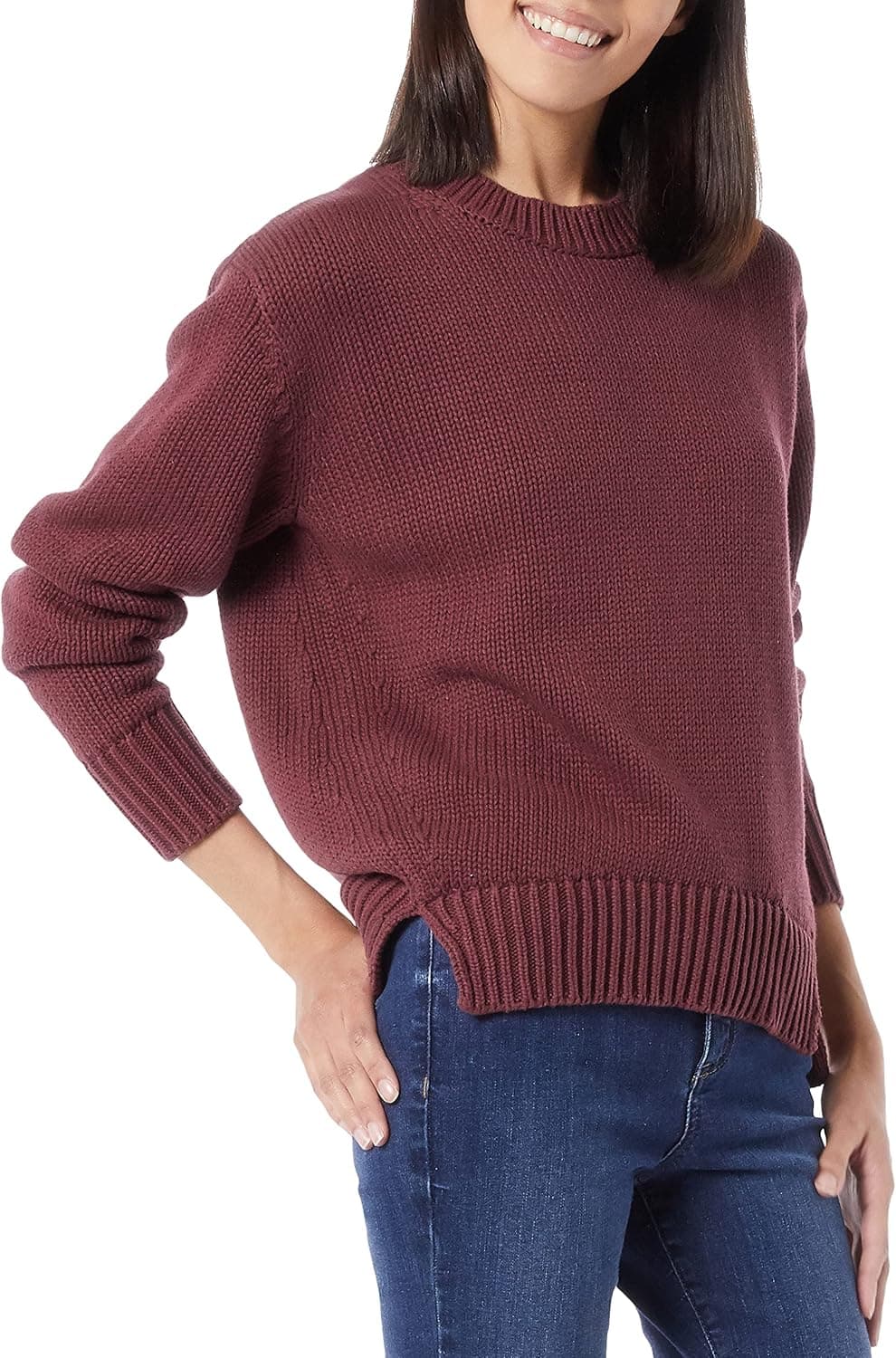 Daily Ritual Women's Oversized Long-Sleeve Boxy Crewneck Sweater