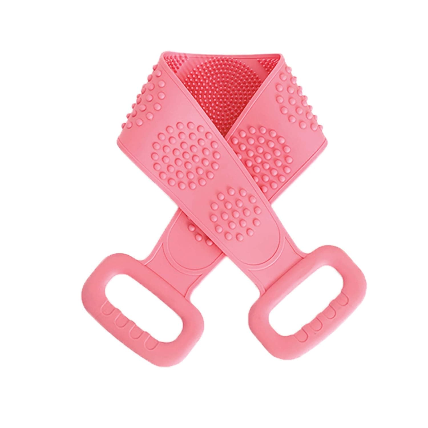 Bath Body Brush, Etopgo Exfoliating Long Double Side Silicone Bath Scrubber, Deep Clean & Invigorate Your Skin (Pink)