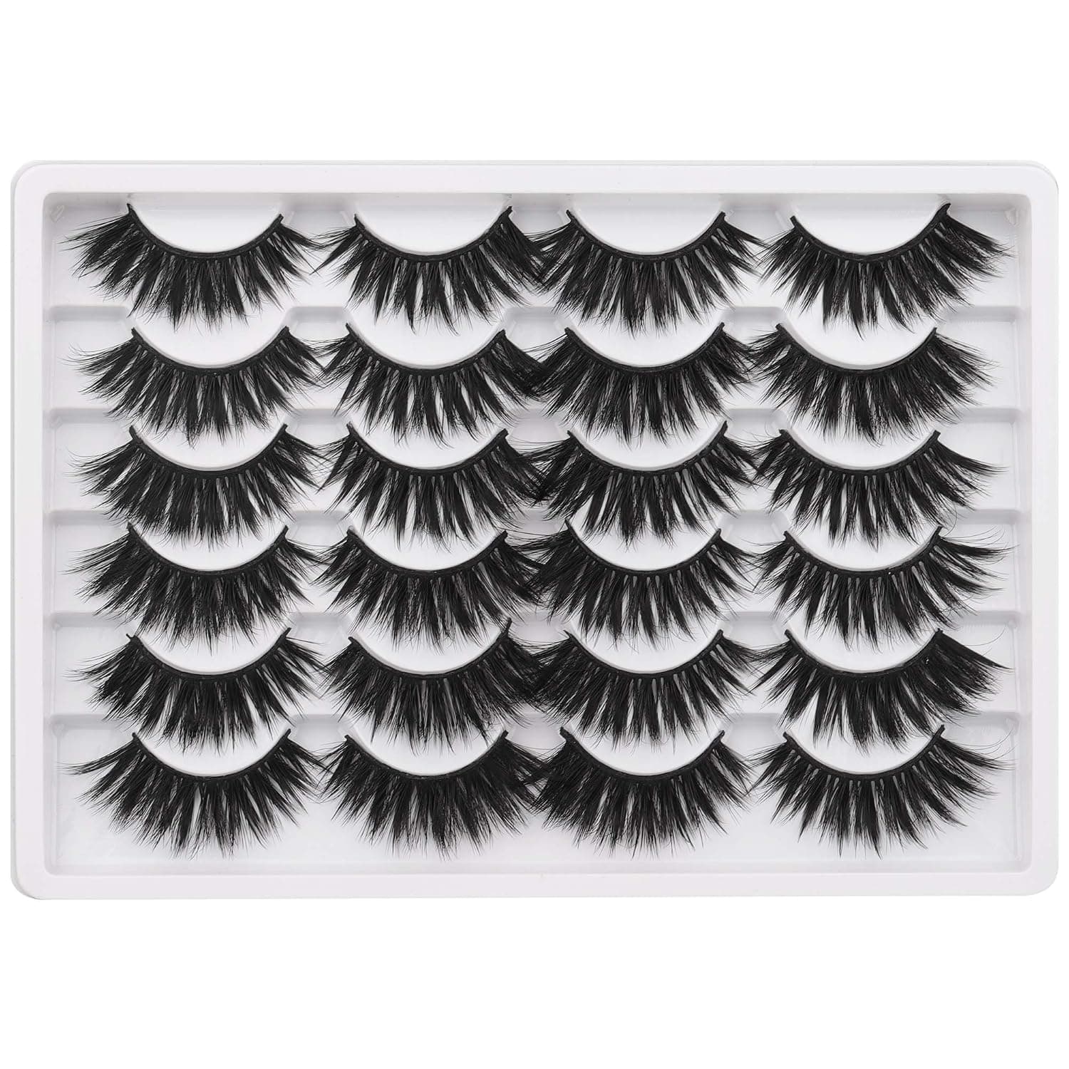False Eyelashes 18mm Cat Eye Lashes 3D Faux Mink Lashes Pack Dramatic Long Full Soft Reusable Handmade Fake Eyelashes 12 Pairs Pack by Pawotence