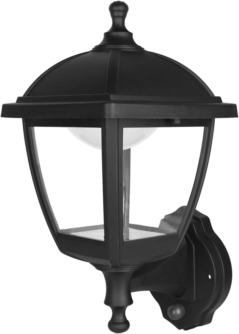 SPECILITE Sensor Outdoor Wall Light, Anti-Corrosion Special Quadrilateral Plastic Fixture,Dusk to Dawn Smart Lighting LED Black Lantern, Perfect for Exterior Mount Porch,Garden(4000K,Nature White)