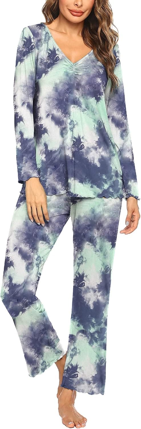 Ekouaer Women's Pajama Sets Comfy Sleepwear Pjs Long Sleeve Tops and Pants Lightweight Loungewear Set