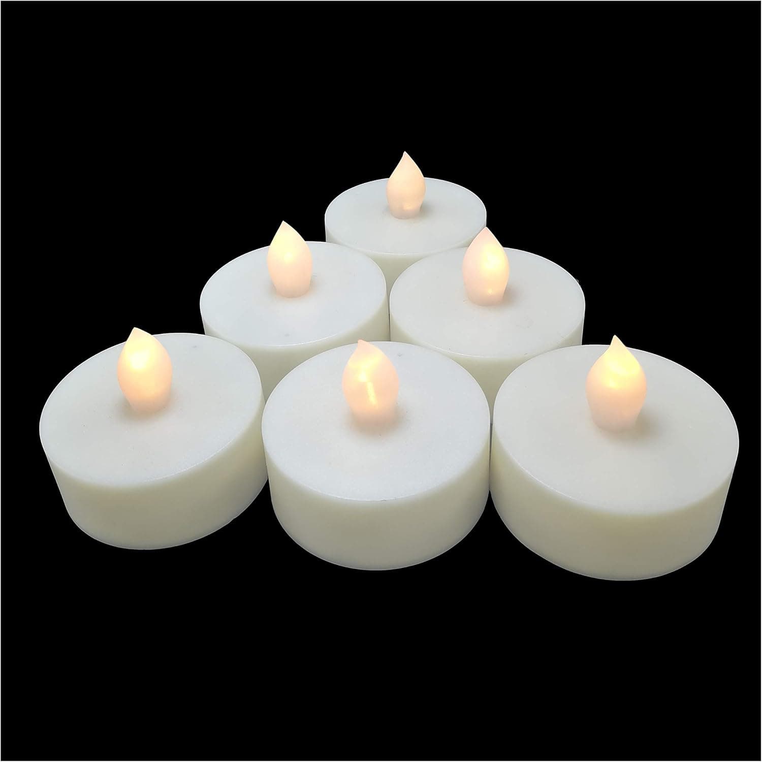 6 PCS LED Tea Lights Battery Operated Flameless Candles Long Lasting Flickering Electric Tealight Candle Set for Christmas Décor Home Party Wedding Decorations, Large Size 2.2”(D), Amber LED Glow