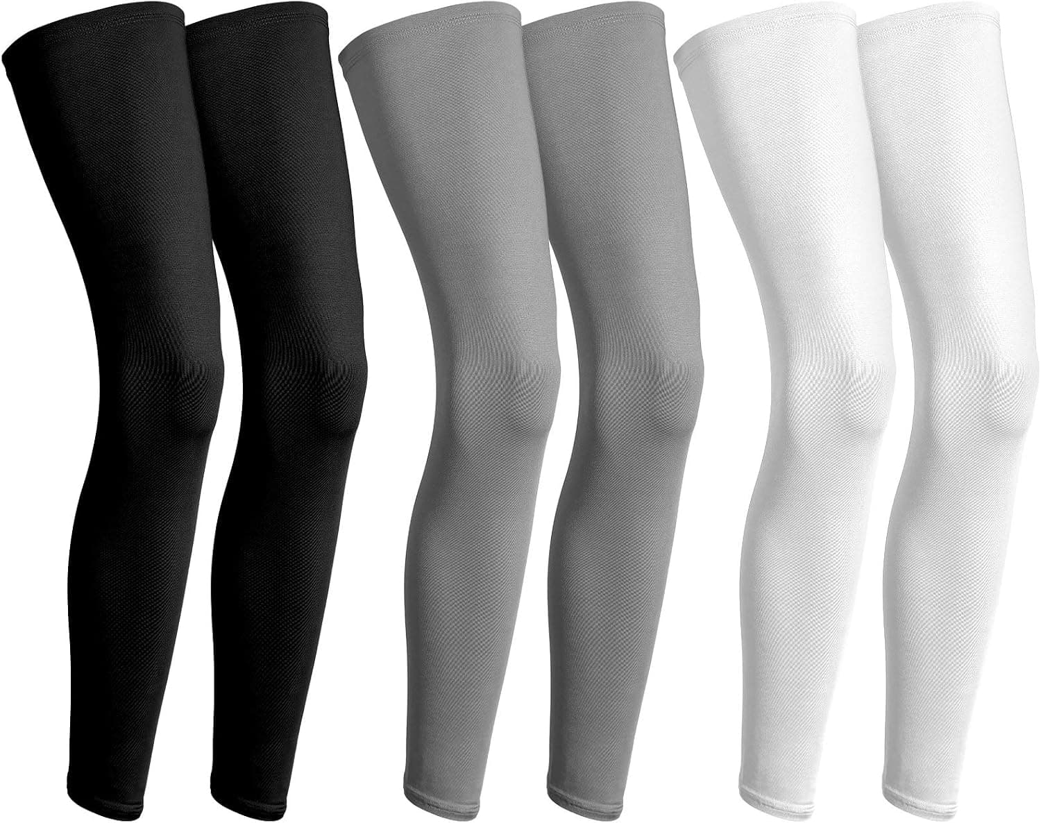 Geyoga 3 Pairs Full Compression Leg Sleeves UV Protection Outdoor Sports Cycling