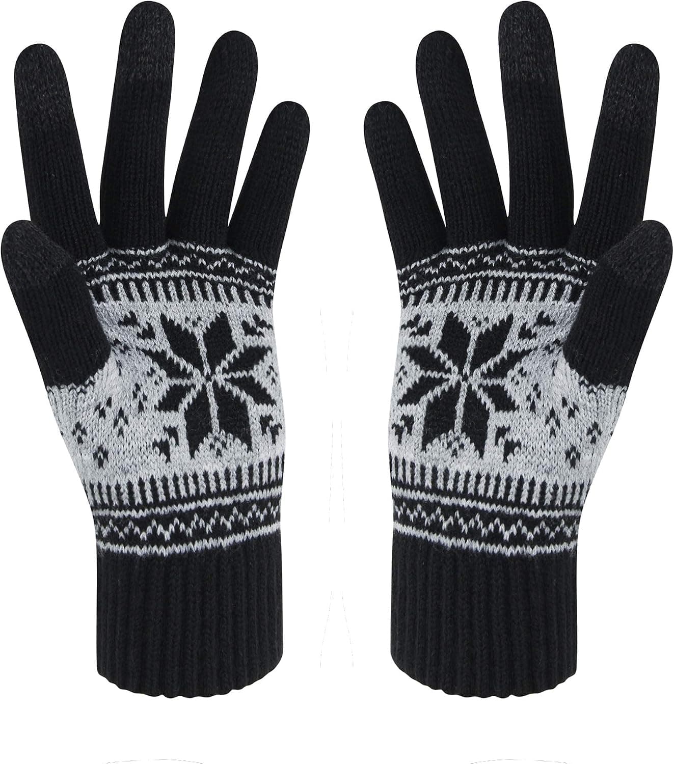 Winter Touch Screen Gloves HÖTER Snow Flower Printing Keep Warm for Women and Men