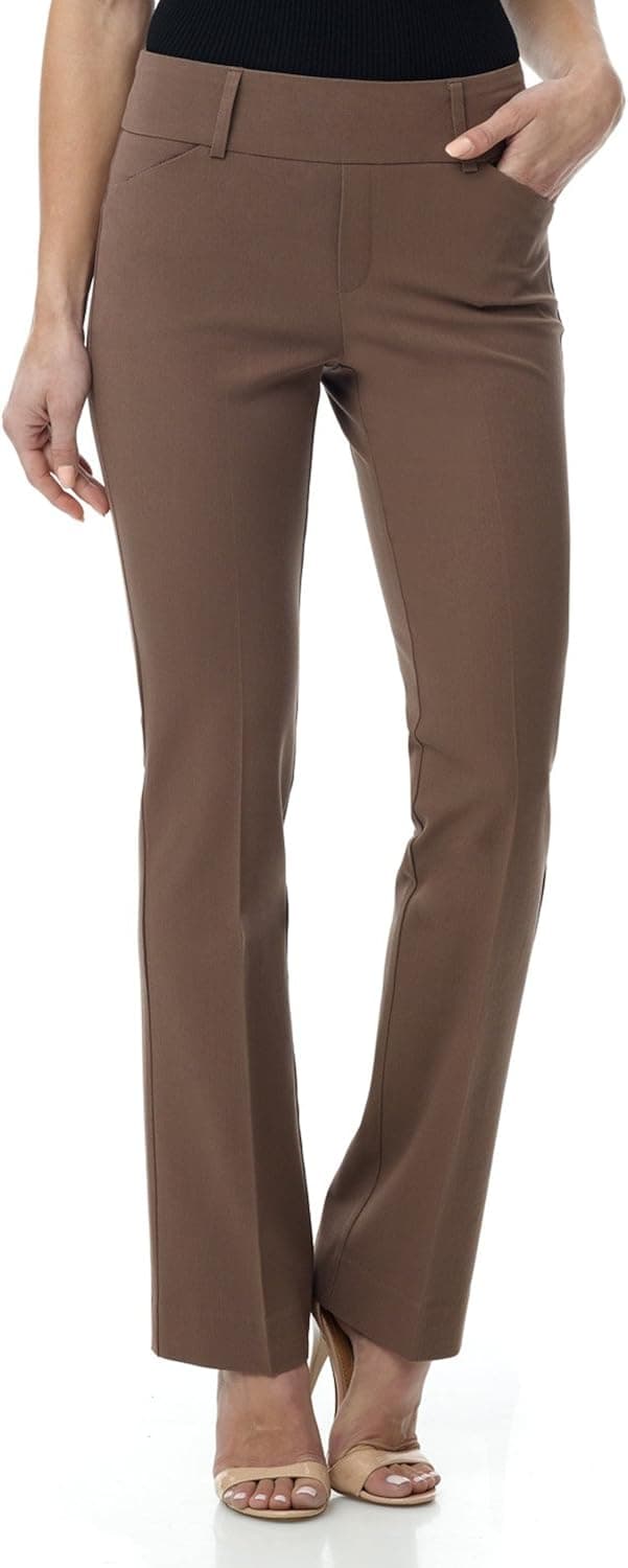 Rekucci Women's Smart Chic Bootcut Pant in Ultimate 4-Way Stretch Cotton (2 Short, Mocha)