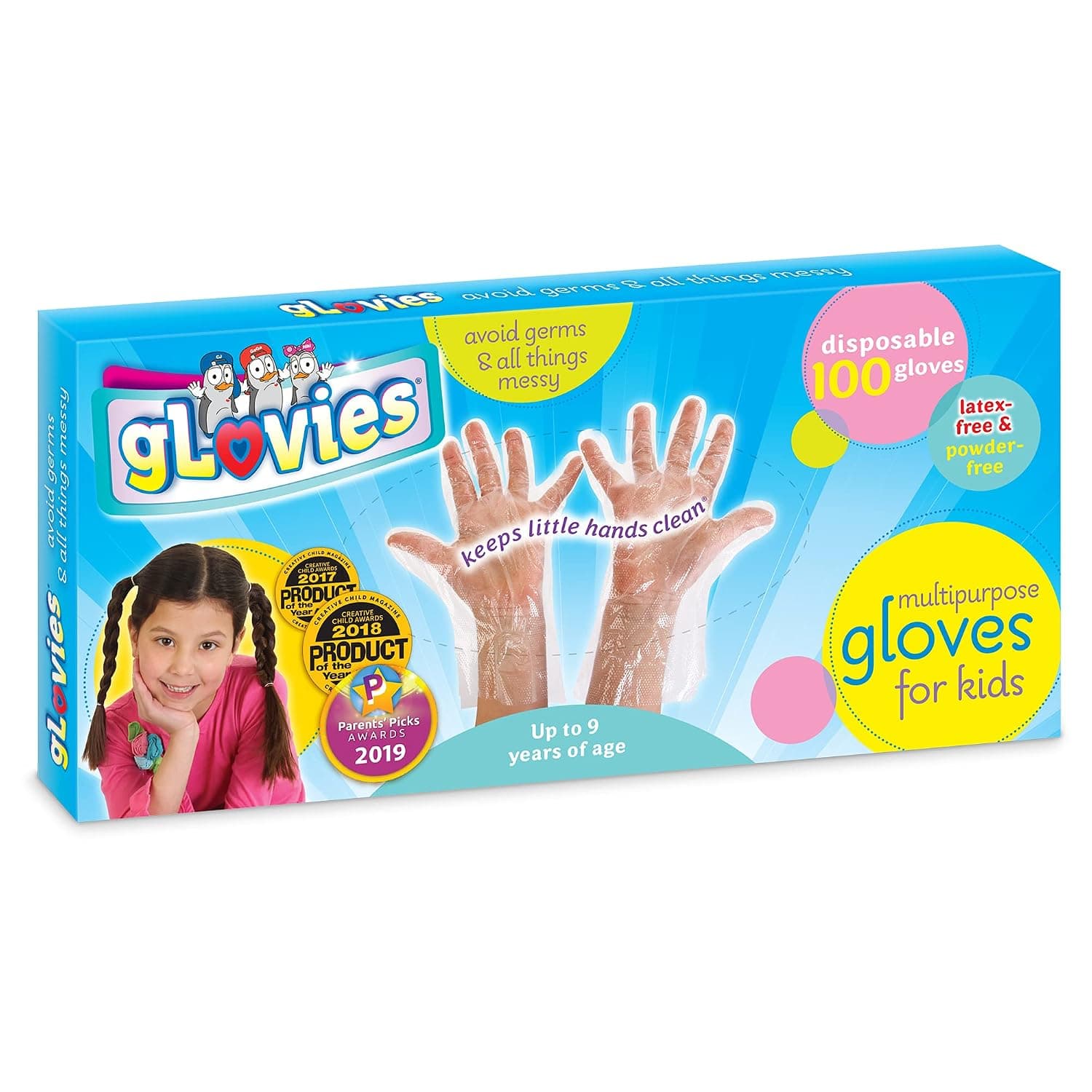 gLovies - My Mom Knows Best - 100 gLovies - Multipurpose Latex-Free Disposable Gloves for Kids - 100 Count - Kindergarten to 3rd Grade
