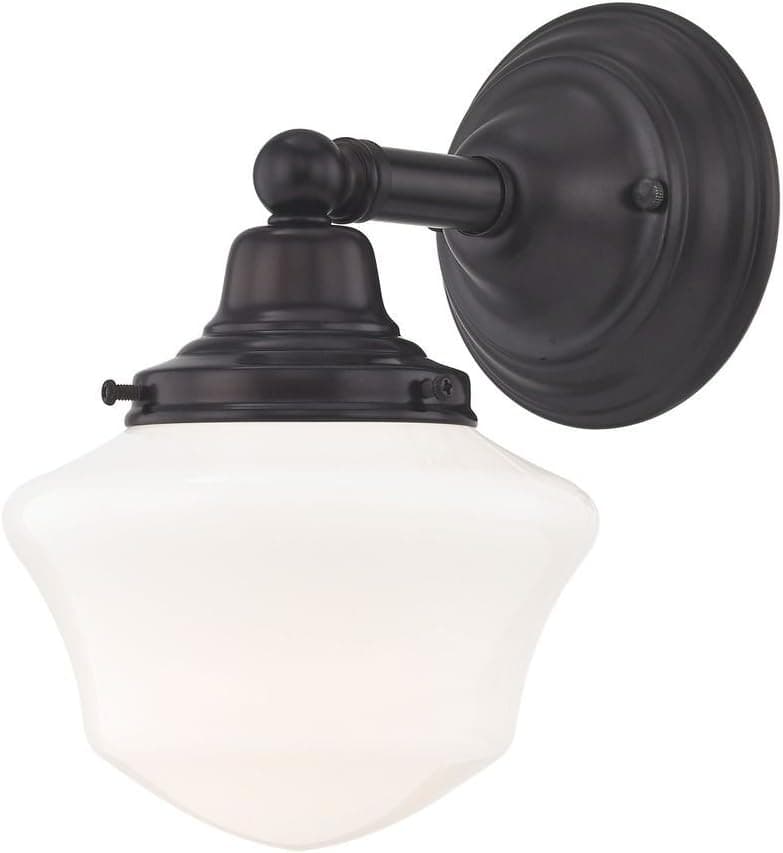 Design Classics Schoolhouse Sconce Bronze White Opal Glass 1 Light 6 Inch Width