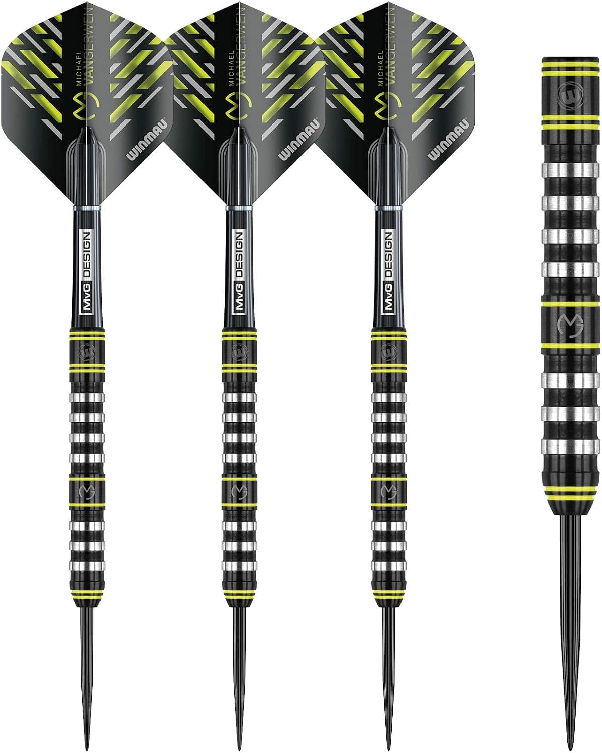 Winmau Michael Van Gerwen MvG Assault 22 Gram Tungsten Darts Set with Flights and Stems (Shafts)