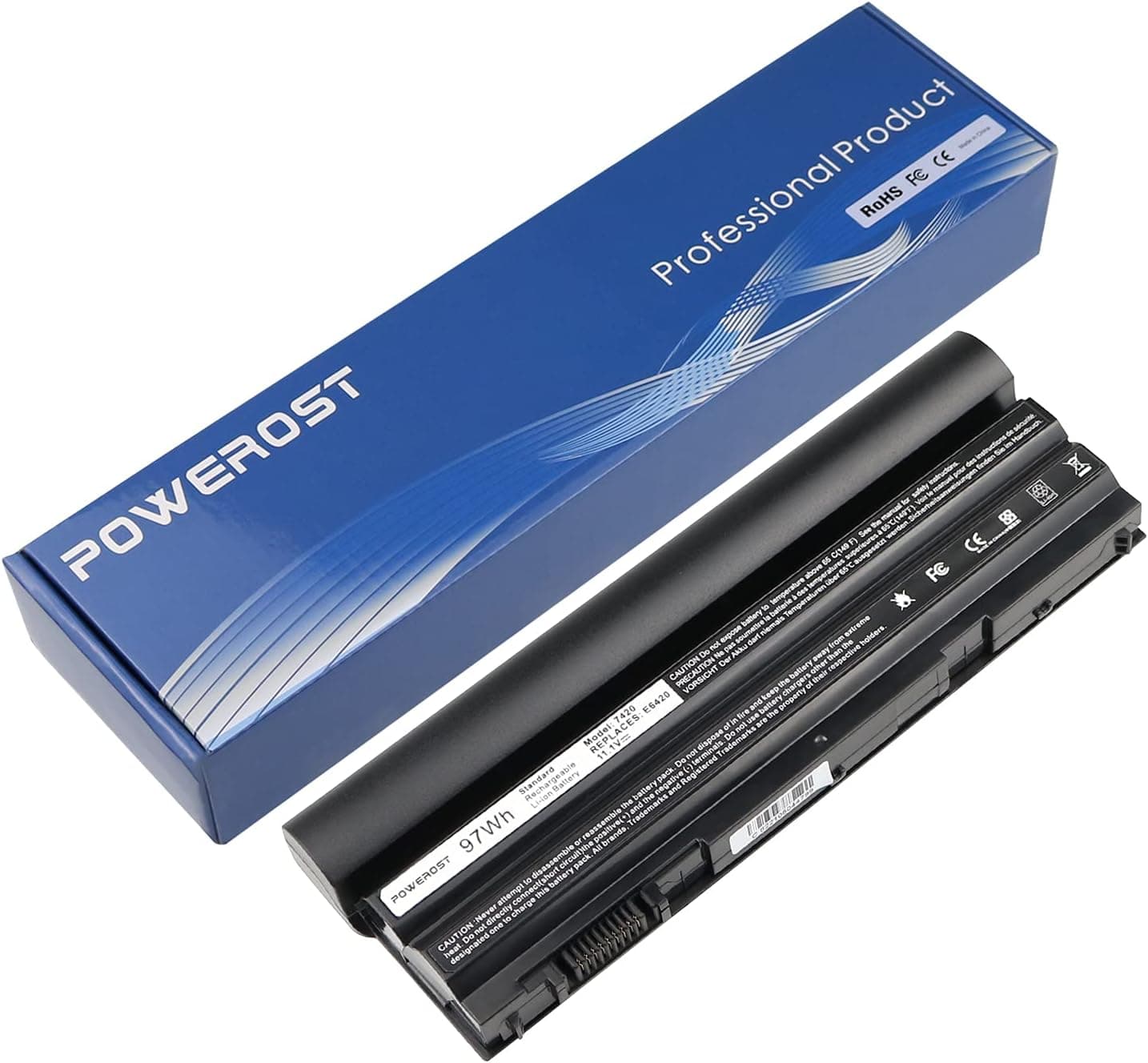 Powerost high Capacity 9 Cell E6420 Laptop Battery(97Wh) for Dell Inspiron 14R 15R 17R Latitude E6430 E6530 E6520 E6540 Precision M2800 Vostro 3560 M5Y0X T54FJ 7420 8858X 5520 5720 Notebook Battery