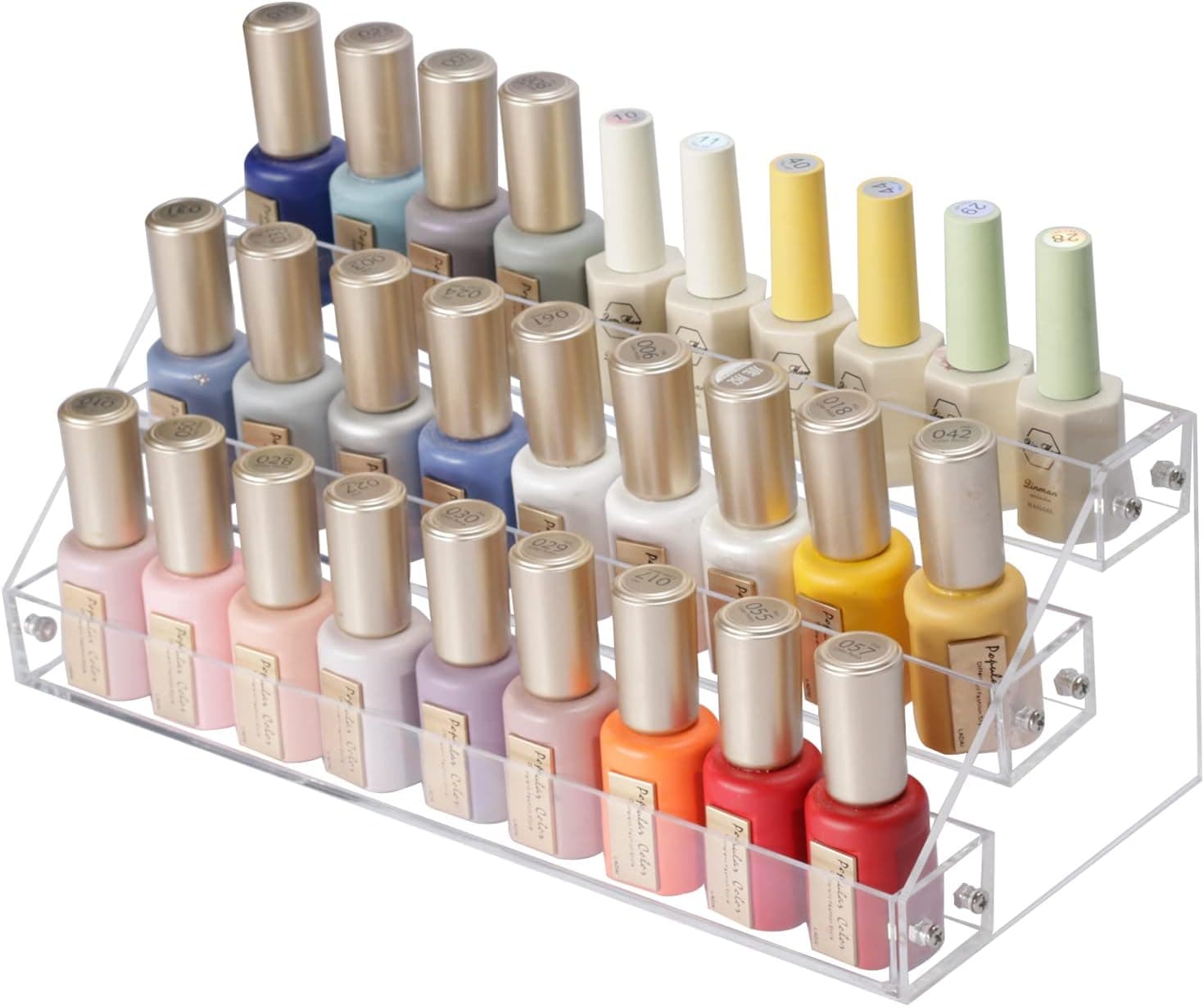WZXYBP Nail Polish Organizer and Storage,Clear Acrylic Paints Bottles Holder Essential Oil Storage Display Stand on the Table Jewelry Makeup Organizer Stands (3-Tier x2)