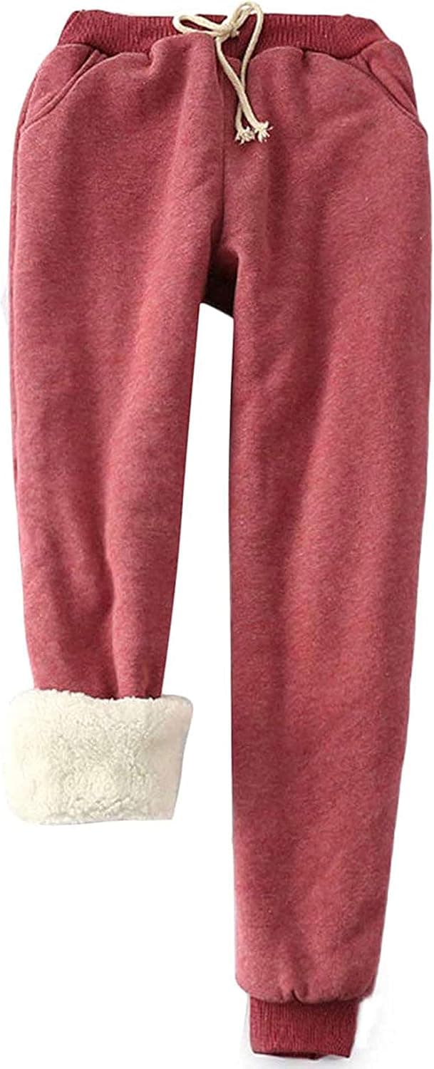 Tanming Womens Winter Warm Sherpa Lined Running Active Sweatpants Jogger Fleece Pants