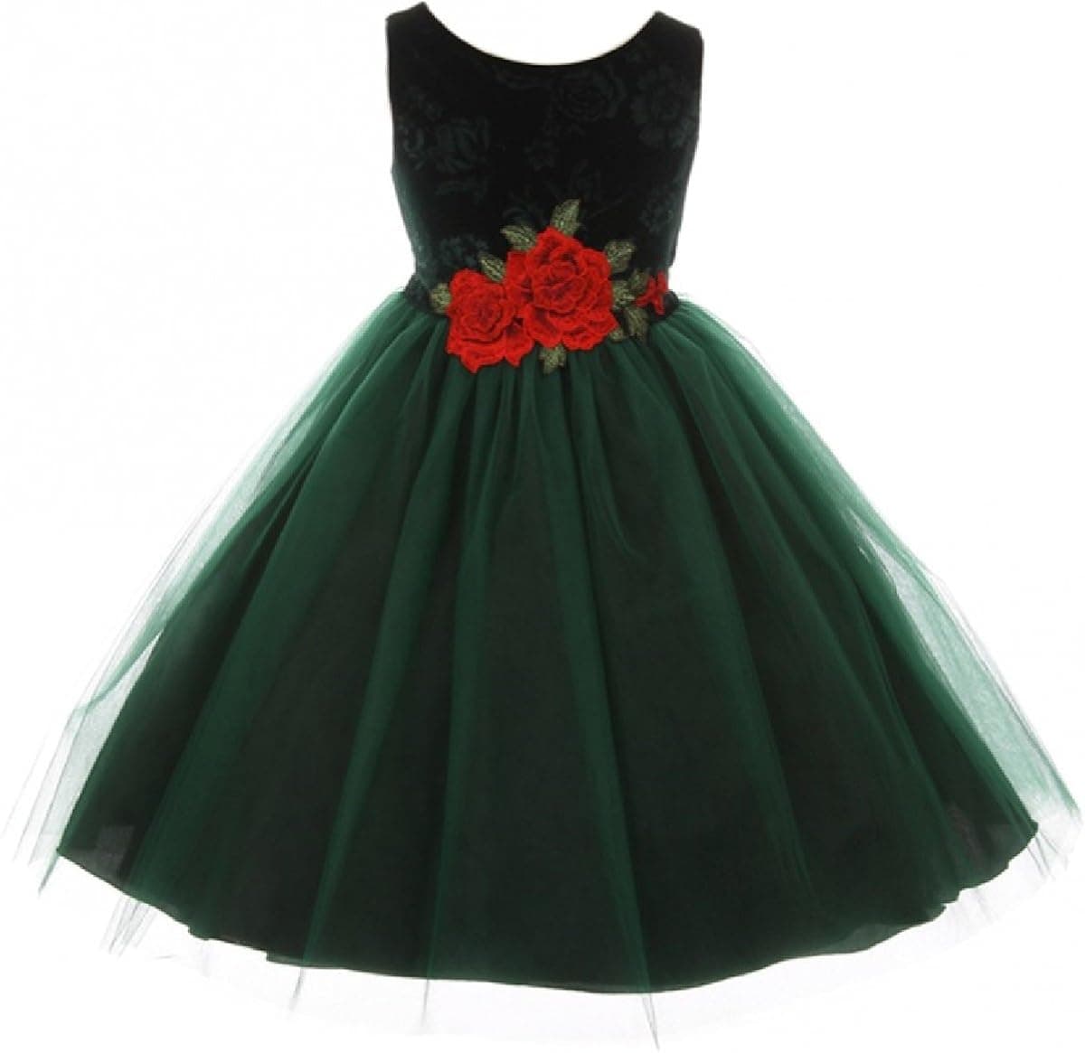 Little Girls Sleeveless Tulle Holiday Christmas Thanksgiving Flower Girl Dress