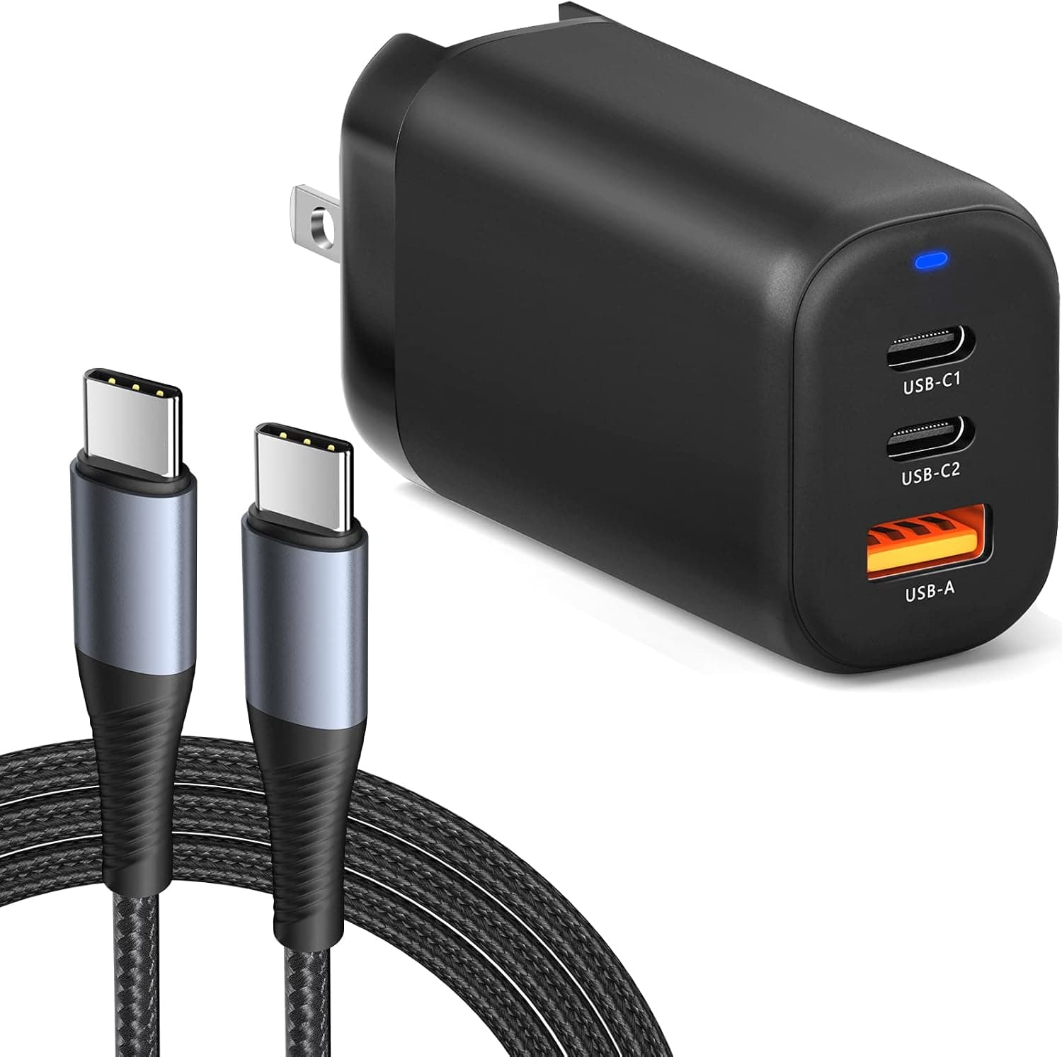 Deegotech Foldable Plug 65W USB C Wall Charger, Portable GaN II PD 3.0(PPS) Fast Charger with 6.6ft 100W USB C Cable Suitable for iPhone 14/13 Pro/12/11, MacBook Pro/Air, iPad Pro, Laptop and Samsung