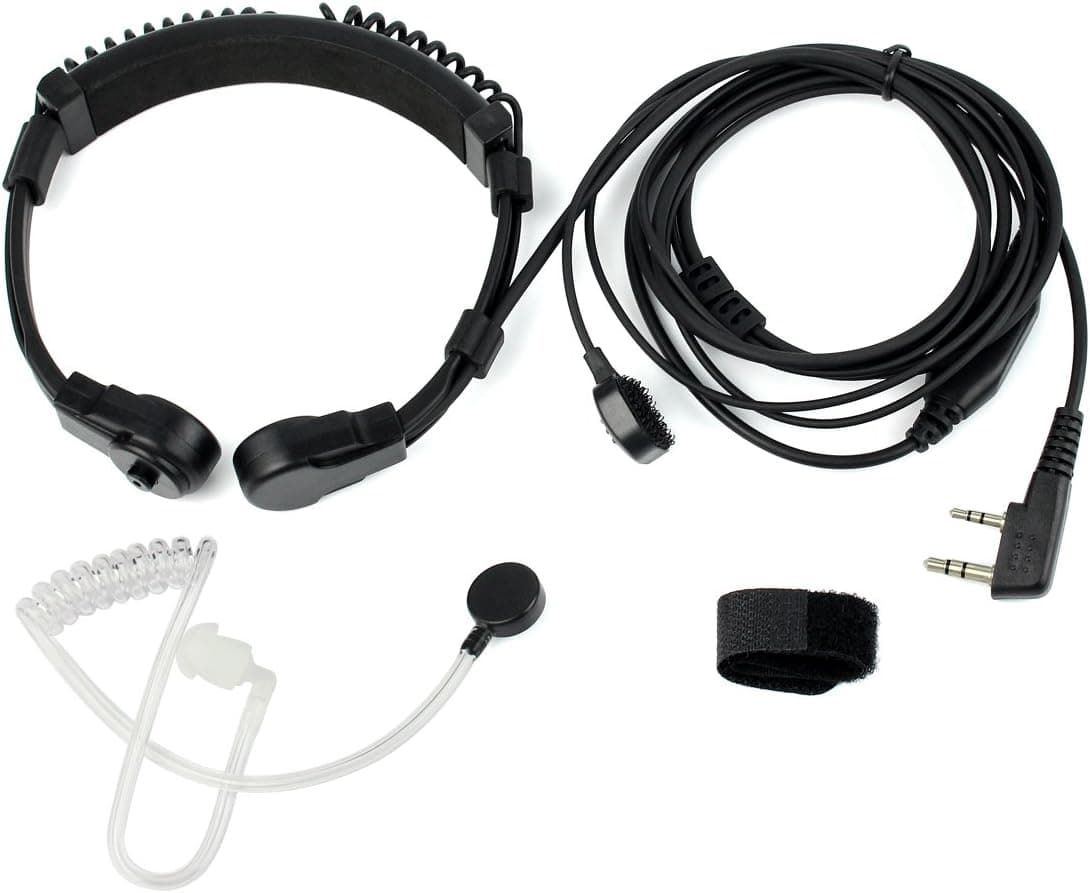 Retevis Adjustable Throat Mic Walkie Talkie Earpiece with Mic, Earpiece with Finger PTT, Compatible RT22 RT21 H-777 RT68 RT22S RT19 Walkie Talkie, Covert Tube 2 Way Radio Headset(1 Pack)