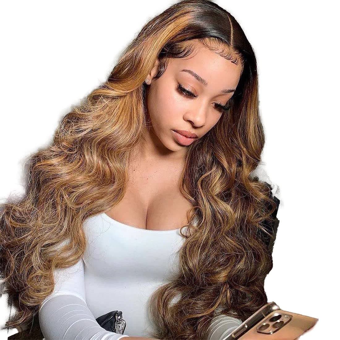 Body Wave Bundles Brazilian Hair Bundles P4/27 Highlight Ombre Human Hair Extensions 8a Virgin Remy Human Hair Extensions Piano Color 3 Bundles 20 22 24 Inch