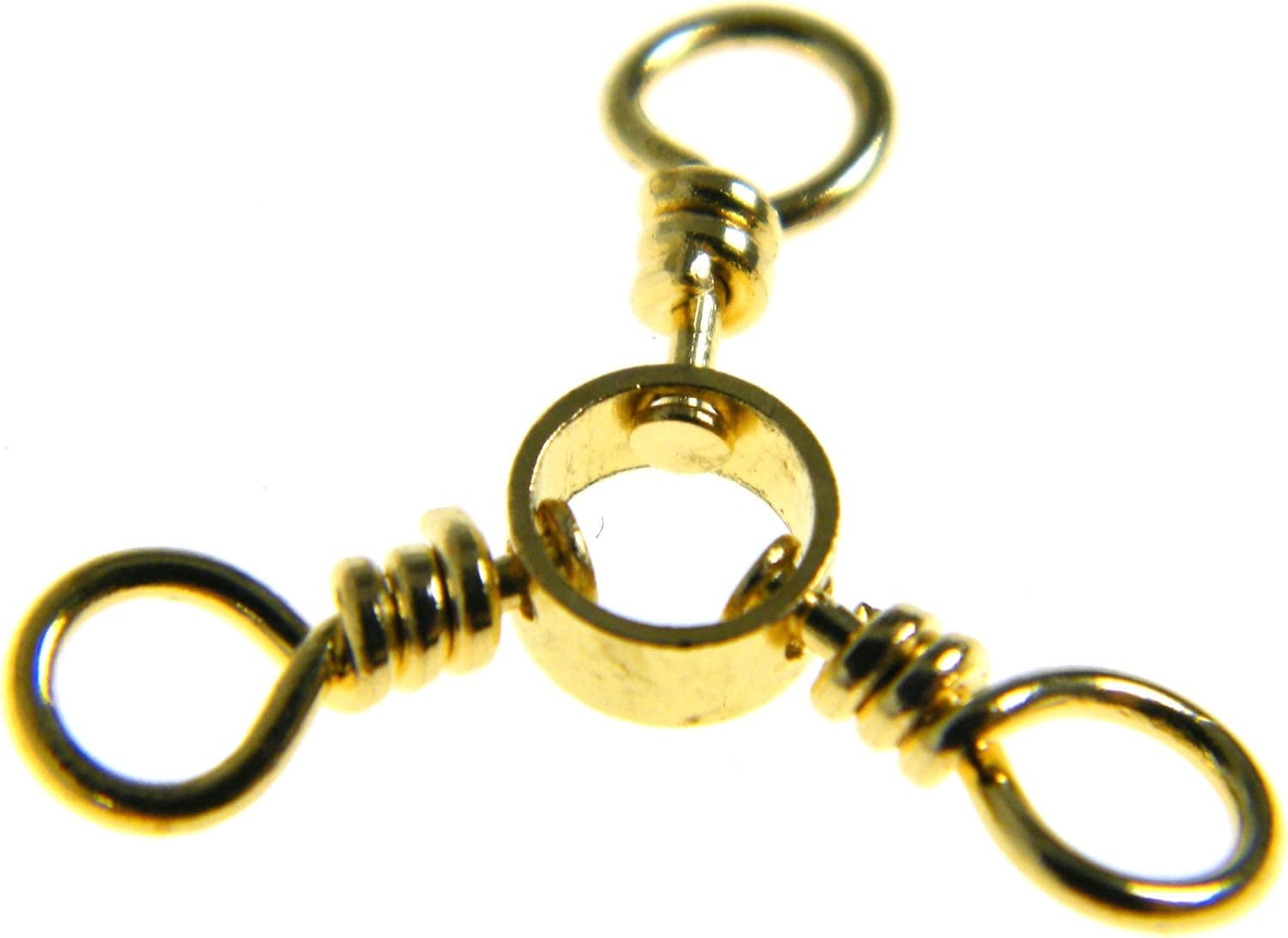 100Pcs #6 3 Bronze Gold Way Swivels Red Brass Fishing Barrel Triple Swivels Fishing Tackle
