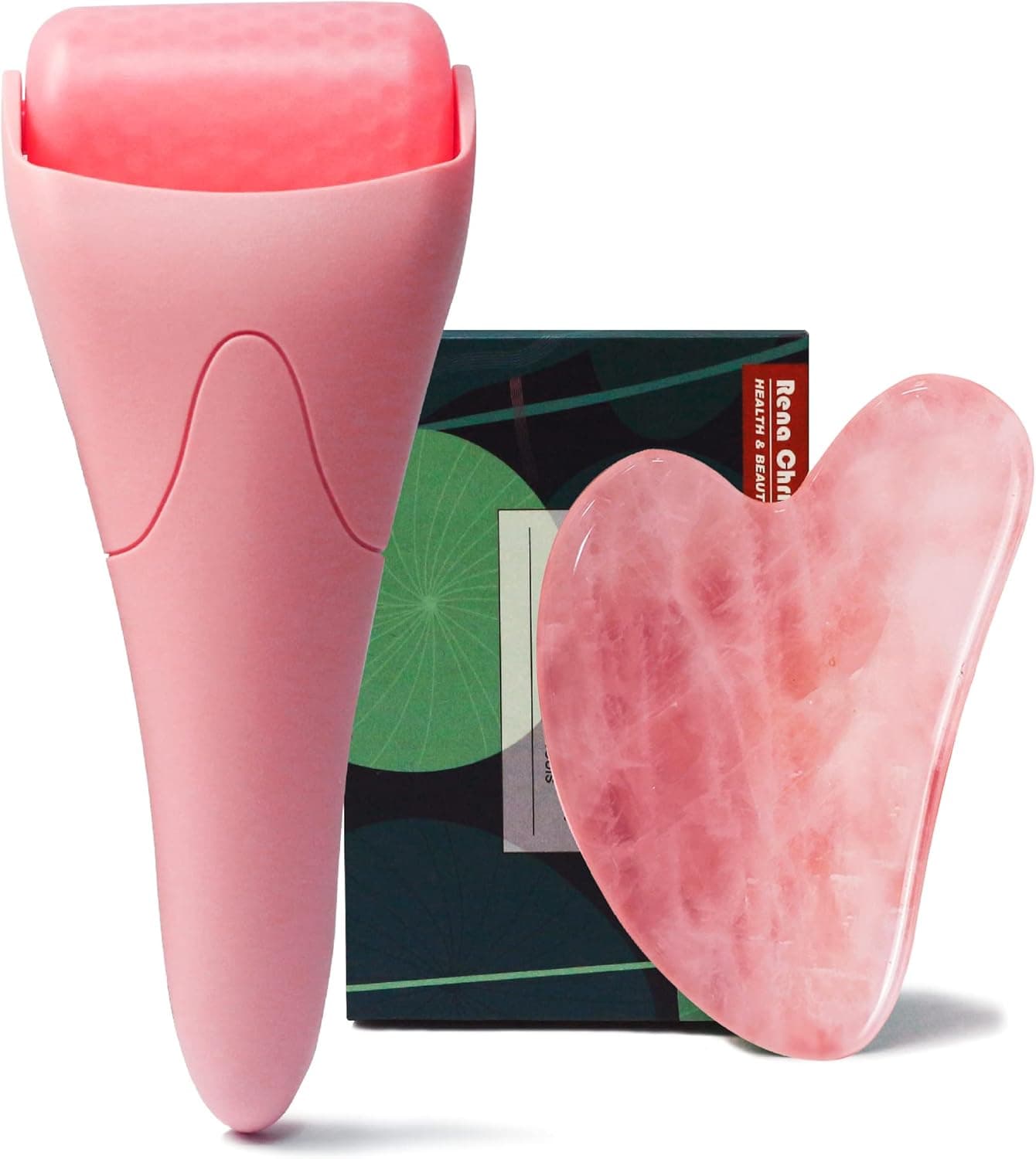 Rena Chris Ice Roller for Face, Gua Sha Facial Tools, Face Massager, Facial Self Skin Care Tool for Women(Pink)