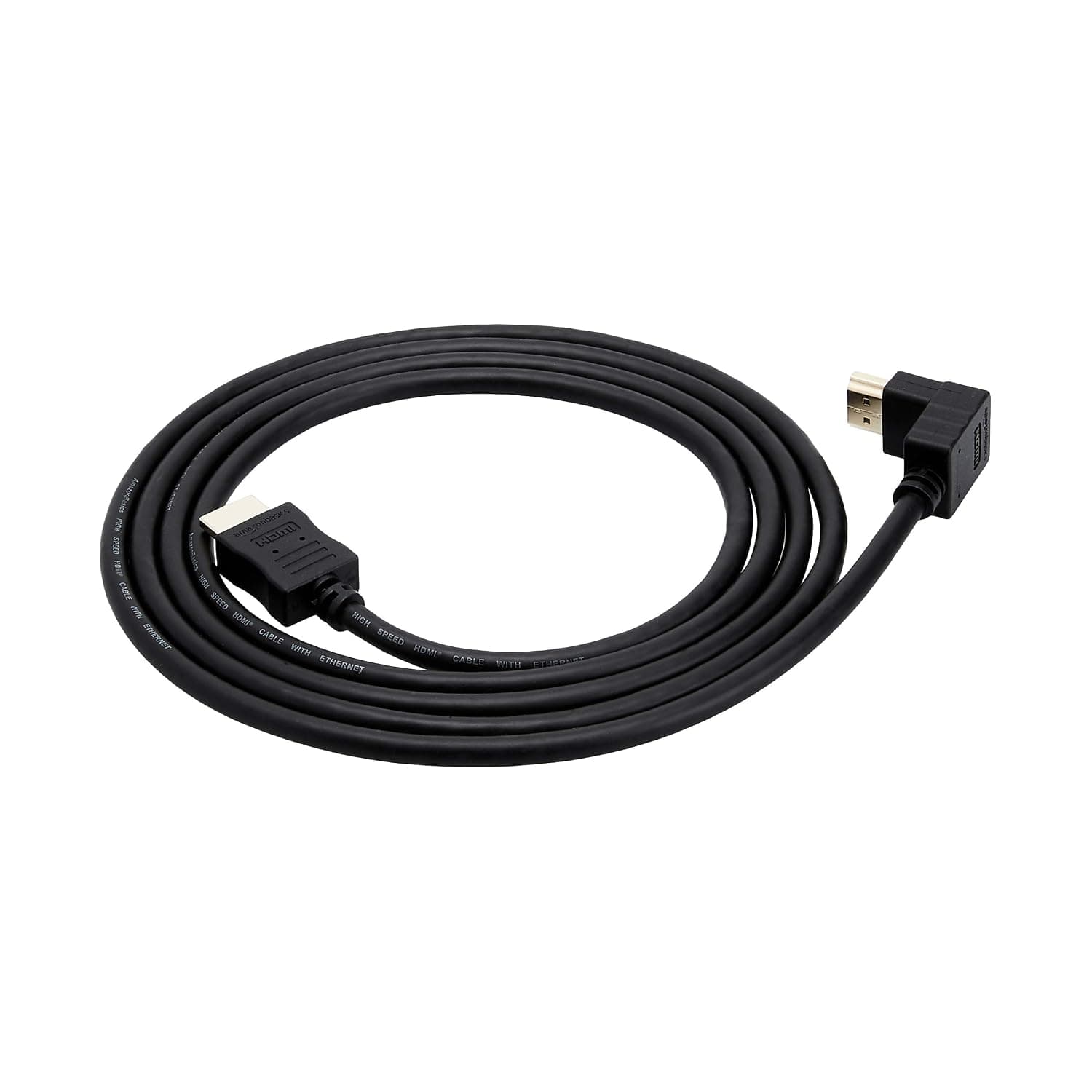 Amazon Basics HDMI 1.4 Cable, 18Gbps High-Speed, 4K@60Hz, 2160p, Ethernet Ready, 90-Degree Down Angle Elbow, 6 Foot, Black