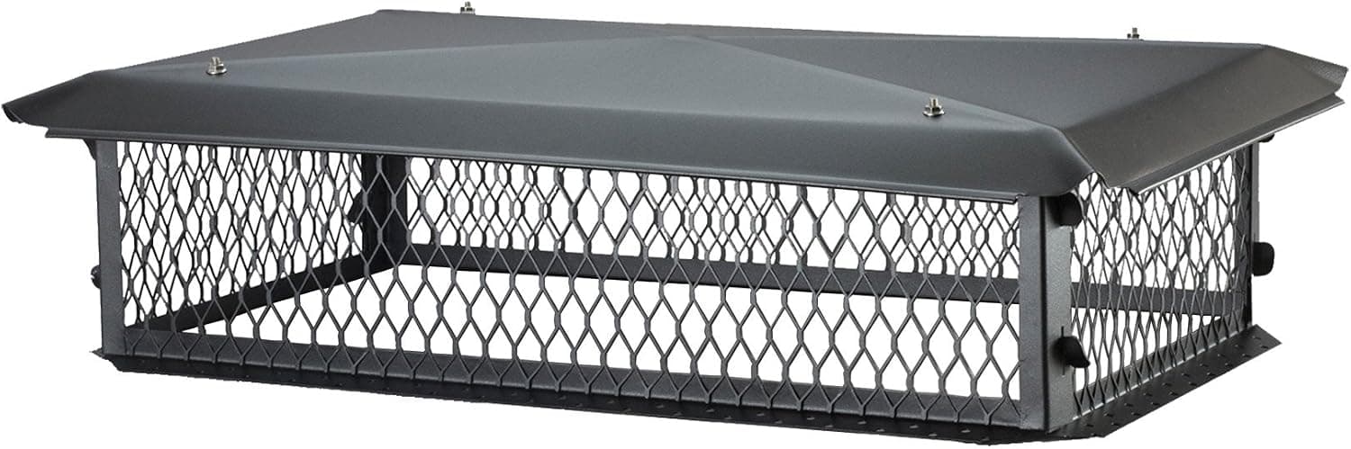 HY-C BBT1753K-14W BigTop Multi-Flue Chimney Cover, Black Galvanized Steel, 14" H x 17" x 53" - with Minimum 20" x 56" Required Overall Chimney Dimension
