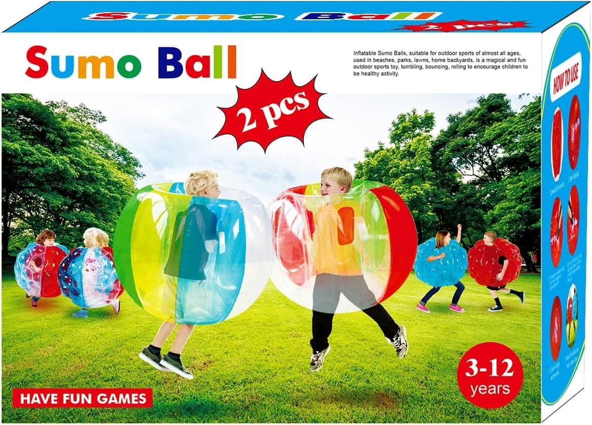 2 Pack Bumper Sumo Ball Kids, Kids Sumo Balls, Lawn Game Ball for Child Outdoor Team Gaming Play for 3-12 Ages (36 inch, Blue+red)