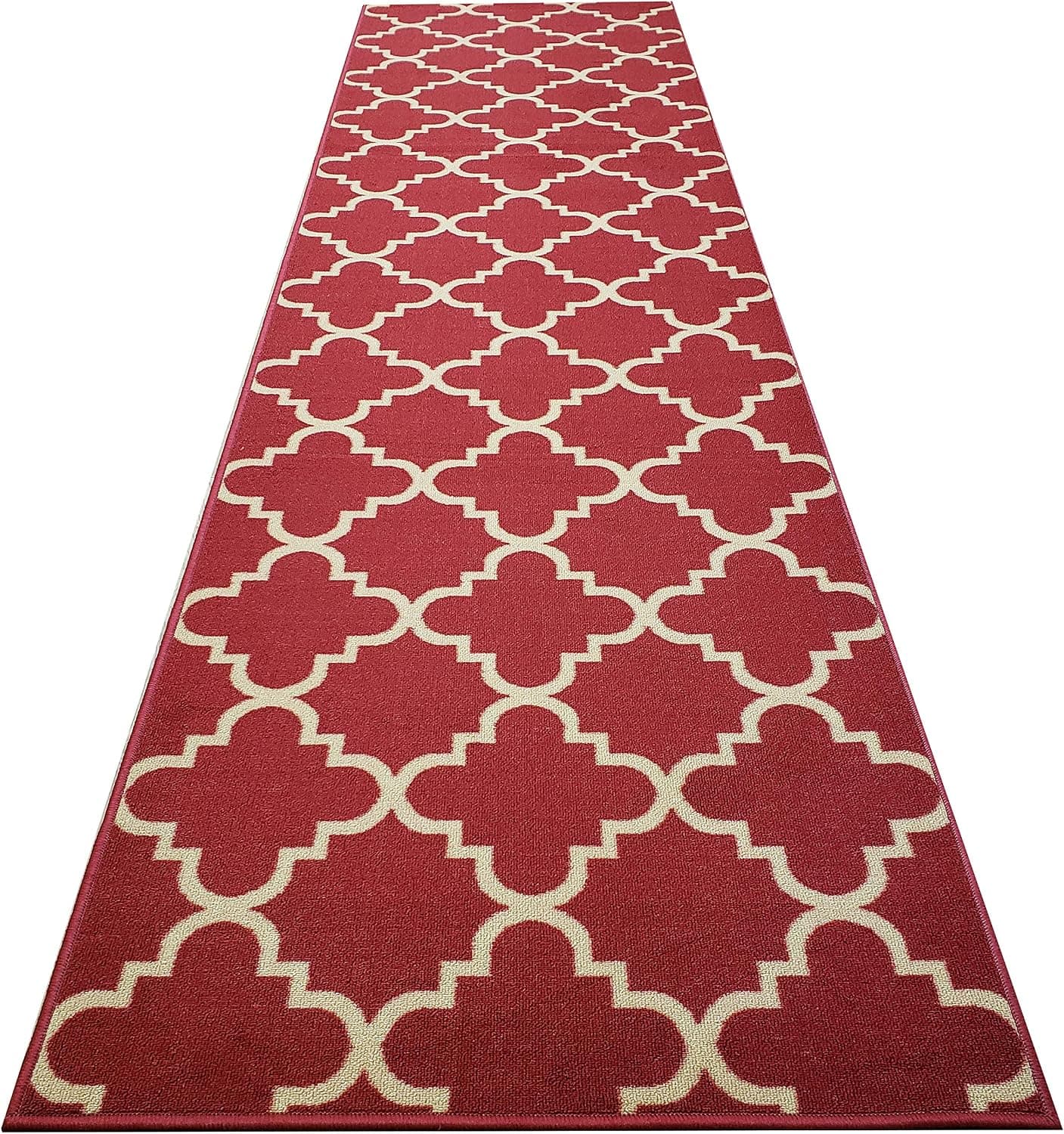 Maxy Home Custom Size Hallway Runner Rug - 31 in x 12 feet - Price Drops by Size - Rubber Backed Non Slip Trellis - Choose Width x Length