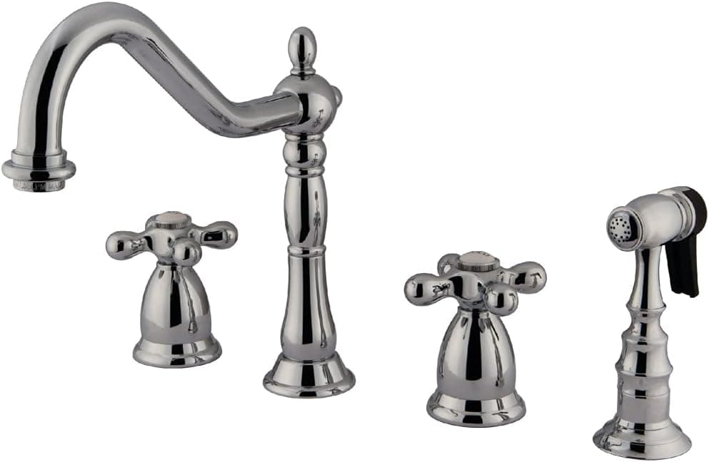 Kingston Brass KS1791AXBS Heritage Widespread Kitchen Faucet, 8-1/2", Polished Chrome
