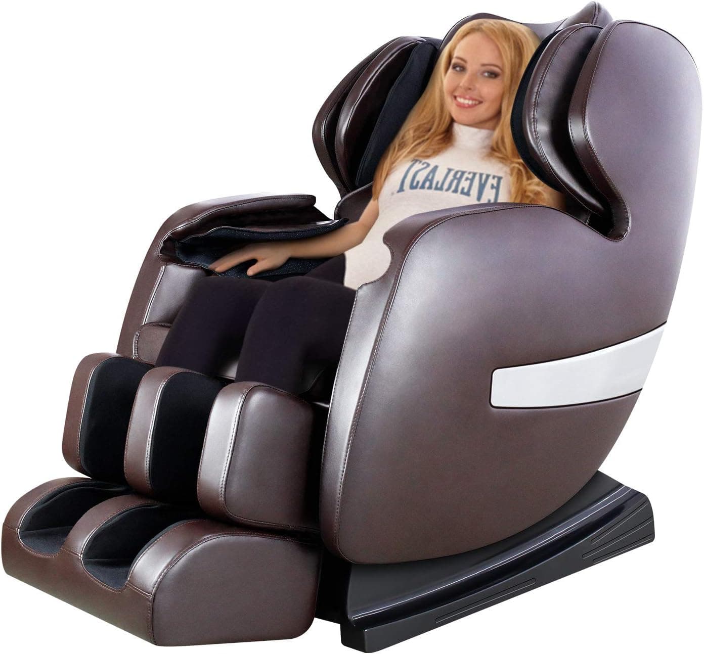 OOTORI Deluxe S-Track Massage Chair Recliner with 3D Robot Hand, Zero Gravity Full Body Air Massage, with Stretch Heating Vibrating Function（A600-Brown）