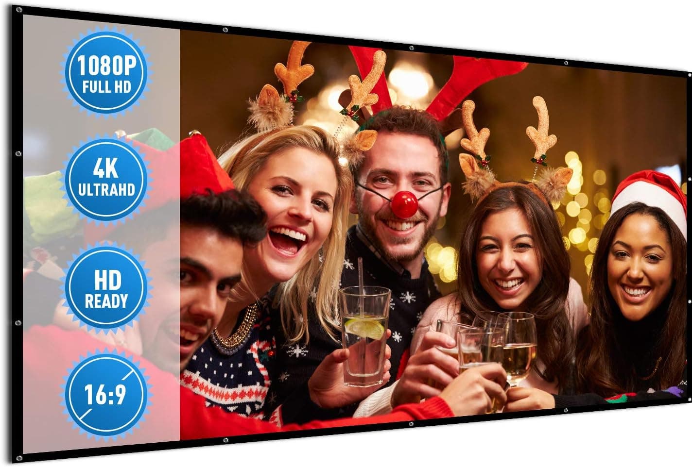 Projector Screen for Indoor and Outdoor Movie, 120 Inches 16:9 HD Portable Thicker Fabric Foldable Projection for Home, Traveling, Office | Support Rear and Front Projection