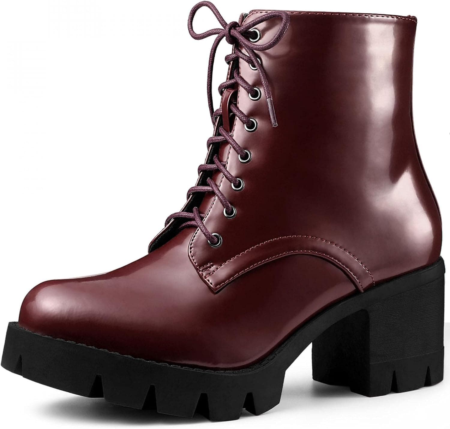Allegra K Women's Platform Chunky Heel Combat Boots